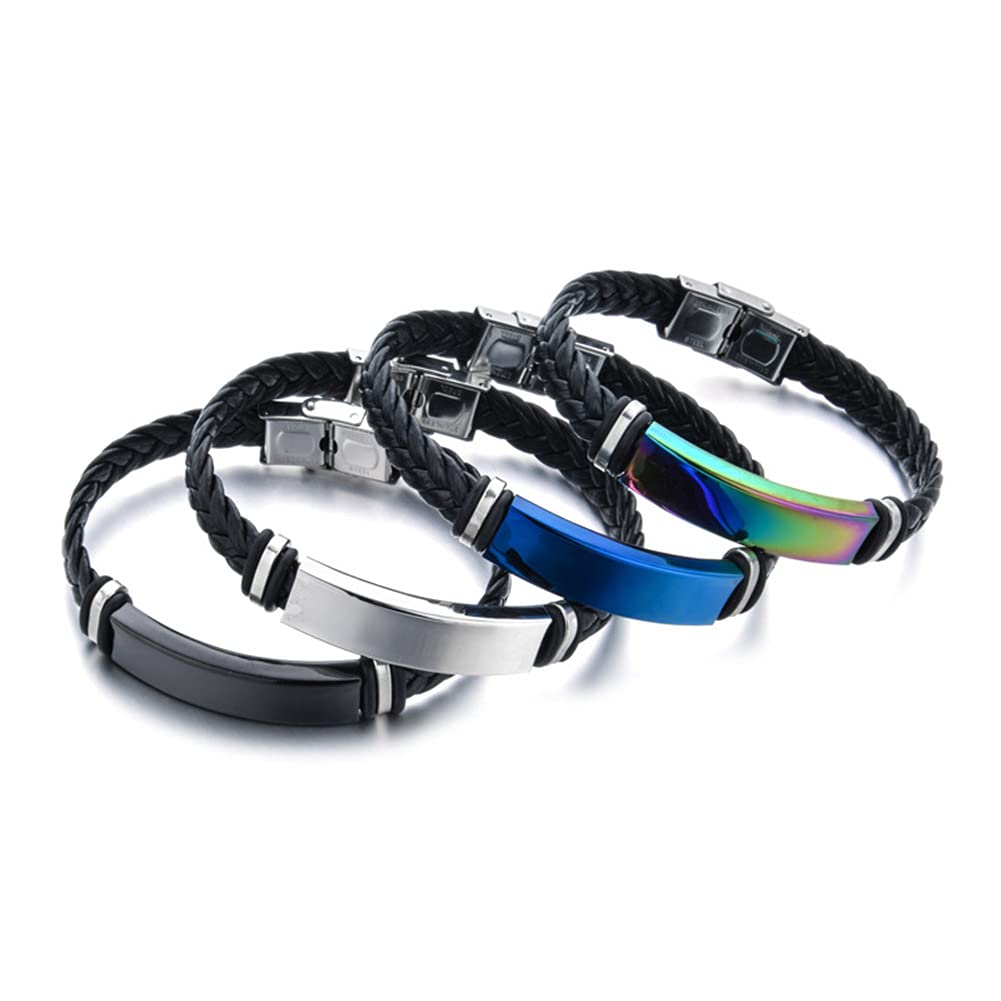 ZKXXJ Adjustable Braided Leather Medical Alert ID Bracelet for Men & Women - Emergency Identification Wristband with Allergy Awareness - Perfect for Daily Wear, Travel & Outdoor Activities