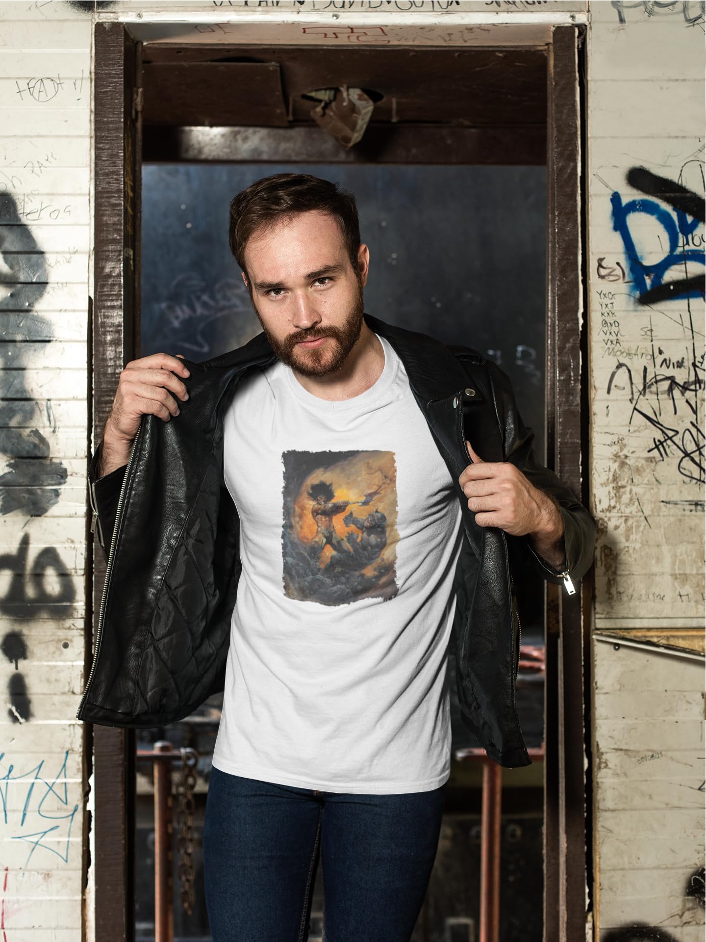 Frank Frazetta Barbarian 2 Graphic T-Shirt for Men | Pop Threads Art Tee | Casual Wear, Gift for Fantasy Fans & Comic Con