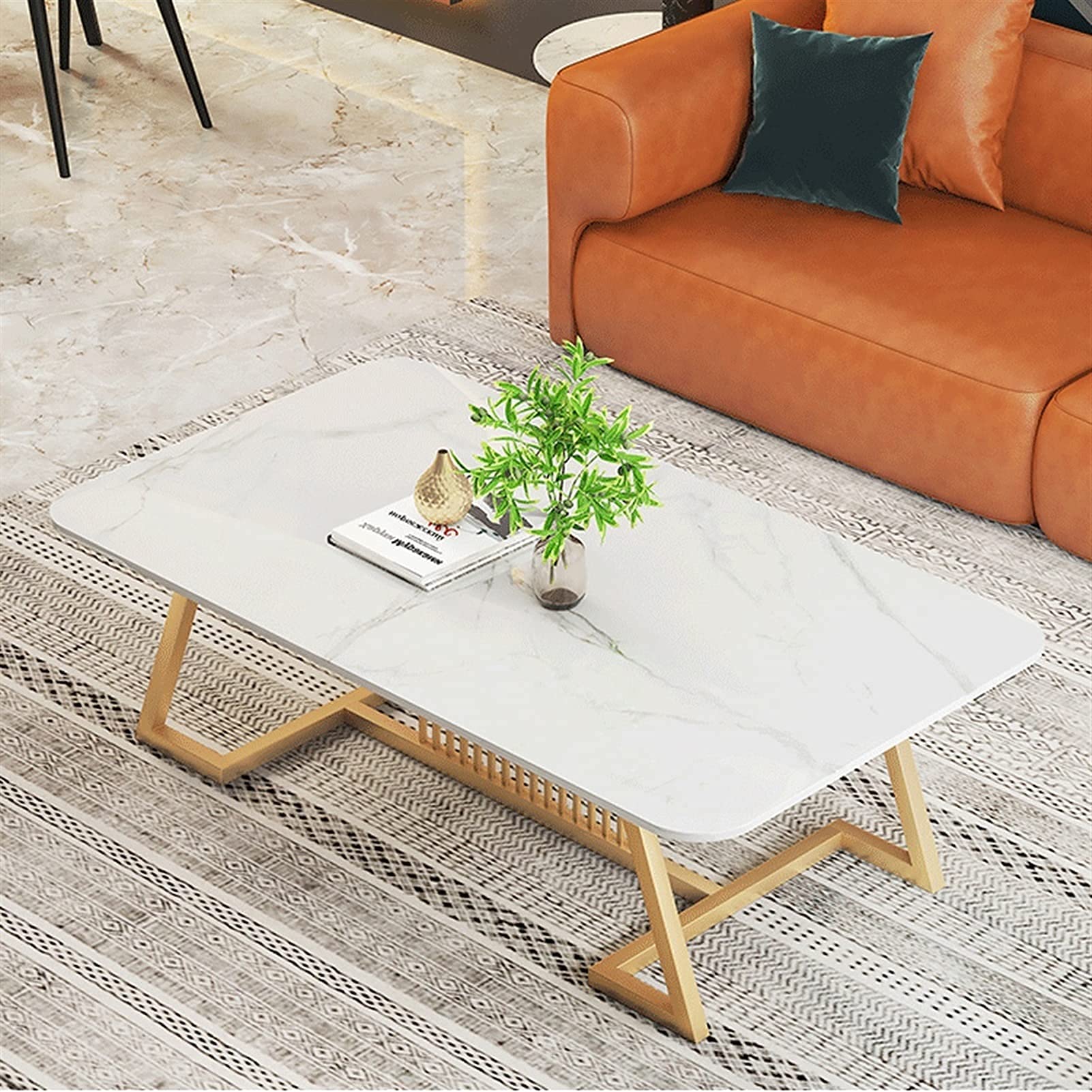 Industrial Coffee Table & End Table with Storage - Rustic Rectangular TV Stand, Bookshelf Organizer for Living Room, Bedroom, Office - Small Side Table Home Decor (Perfect for Coffee, Tea, Reading & Entertainment Areas)