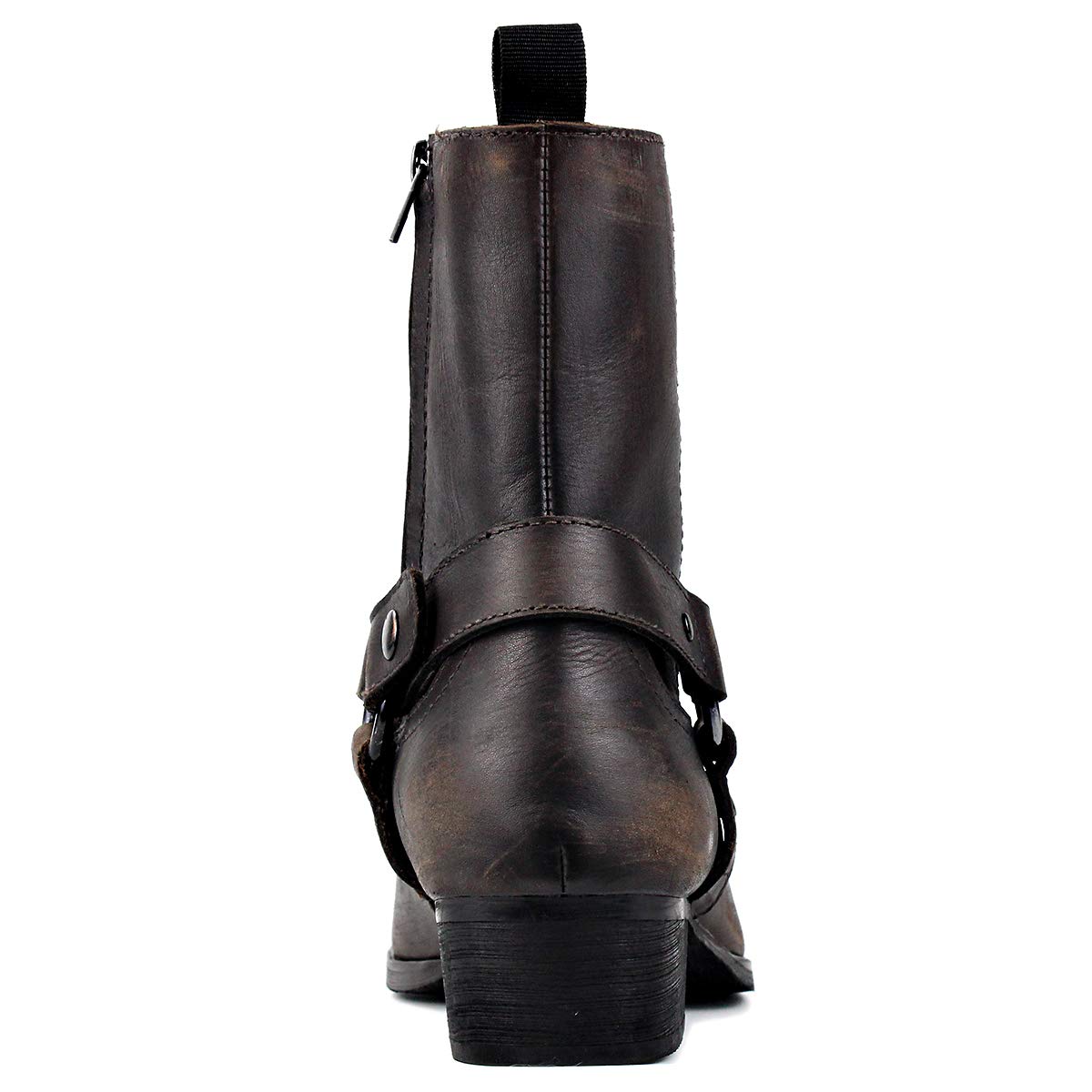 OSSTONE Men's Leather Chelsea Ankle Boots - Side Zipper Chukka Motorcycle Boots with Retro Heel (JY017-R) | Casual & Dress Shoes for Riding, Work & Night Out