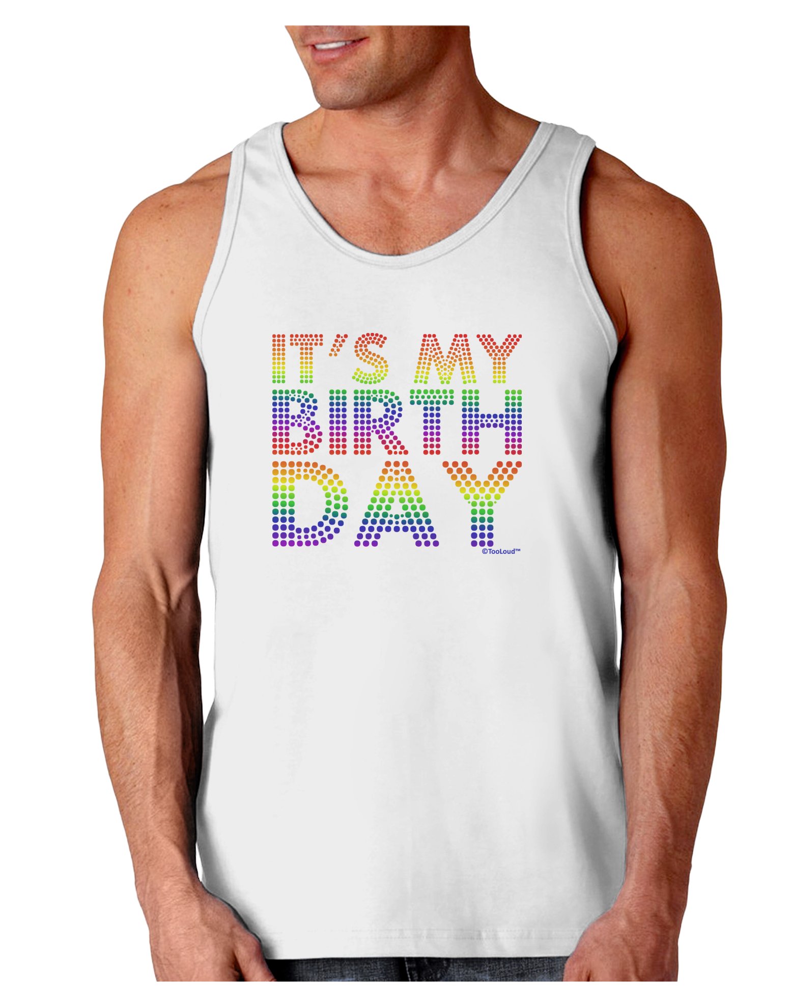 TOOLOUD It's My Birthday Candy Colored Dots Loose Tank Top - Women's Casual Sleeveless Blouse for Birthday Parties, Summer Outfits & Beach Wear