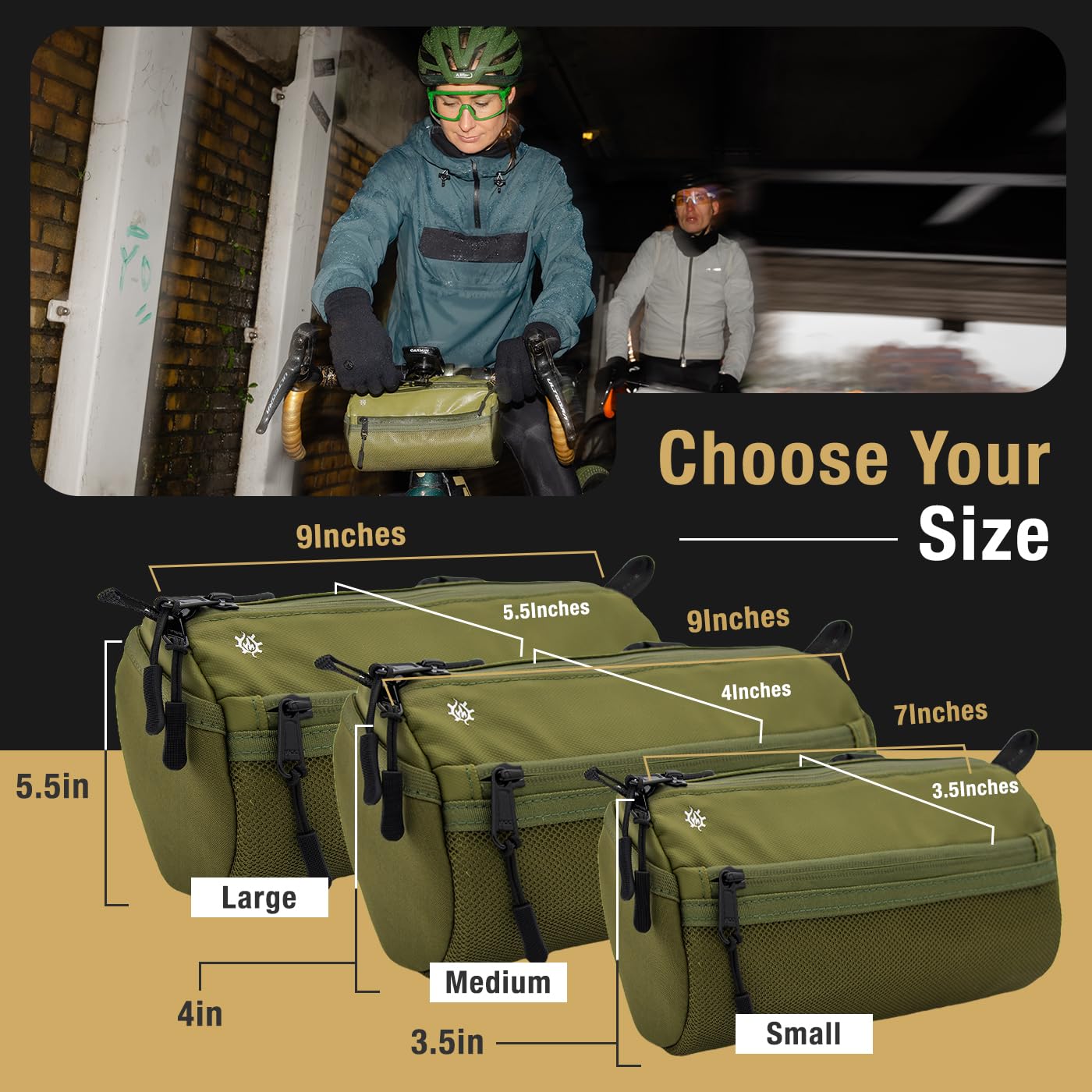 Lumiere & Co. Waterproof Bike Handlebar Bag - Front Bicycle Bag for Mountain & Road Bikes - Durable Cycling Accessories for Commuting, Touring & Outdoor Adventures