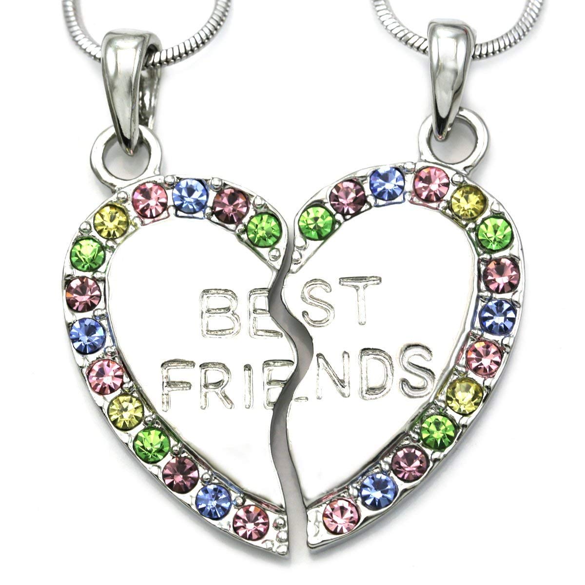 Best Friends Forever BFF Heart Necklace for Women & Teens - Engravable Personalized Jewelry Gift for Her - Perfect for Birthdays, Anniversaries & Friendship Day