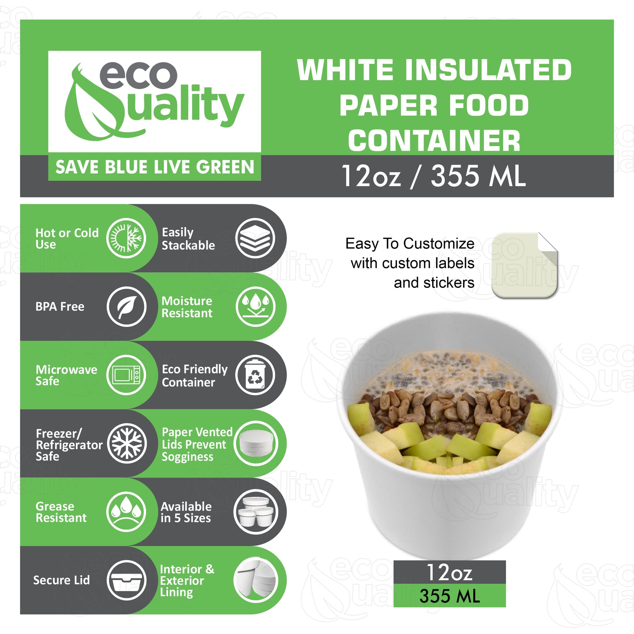12oz Disposable White Paper Soup Containers - Eco-Friendly Ice Cream & Yogurt Cups - Microwave & Freezer Safe Dessert Bowls for Takeout, Parties, Catering (Pack of 150) - Perfect for Frozen Treats, Food Storage & On-the-Go Meals