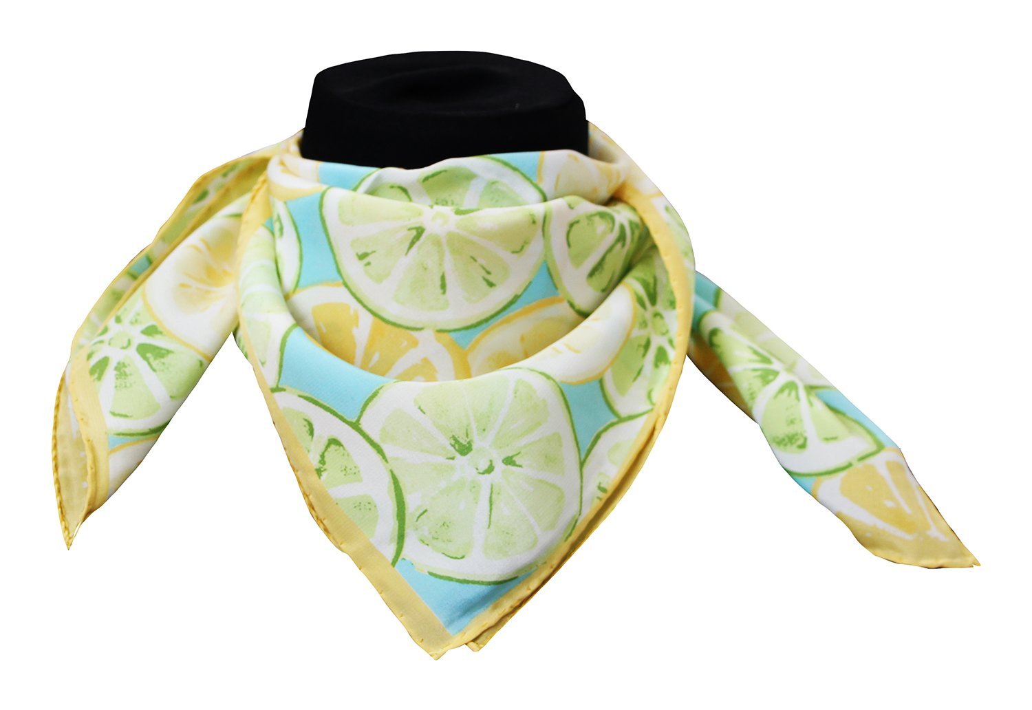 100% Silk Head Scarf for Women - 20x20 Inches Italian Made Lemon Print Square Scarf - Perfect for Hair Accessories, Beach Cover-Ups & Fashion Styling