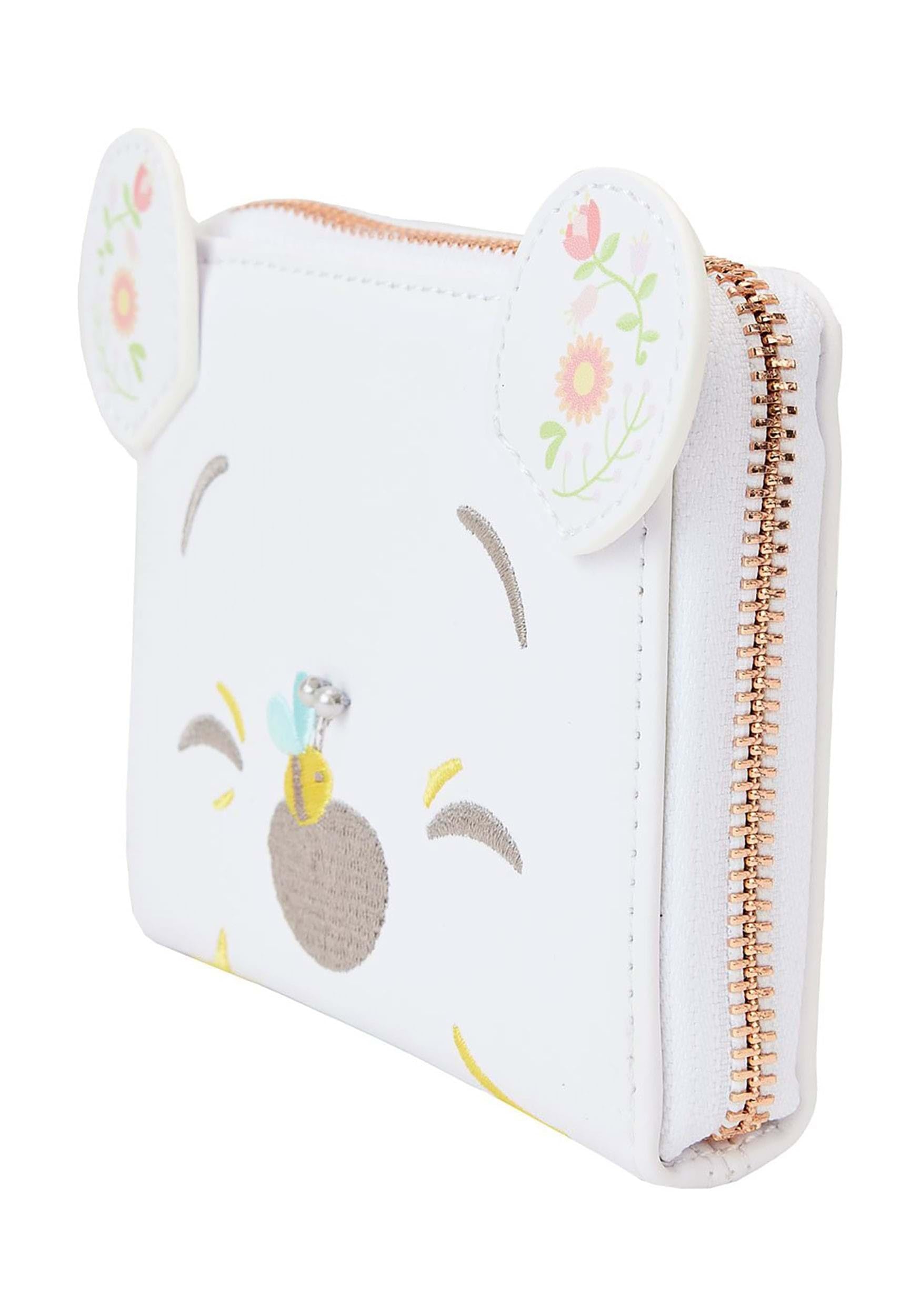 Disney Winnie the Pooh Floral Faux Leather Zip Around Wallet for Women - Cute Cartoon Character Coin Purse for Daily Use, Travel & Gift Giving
