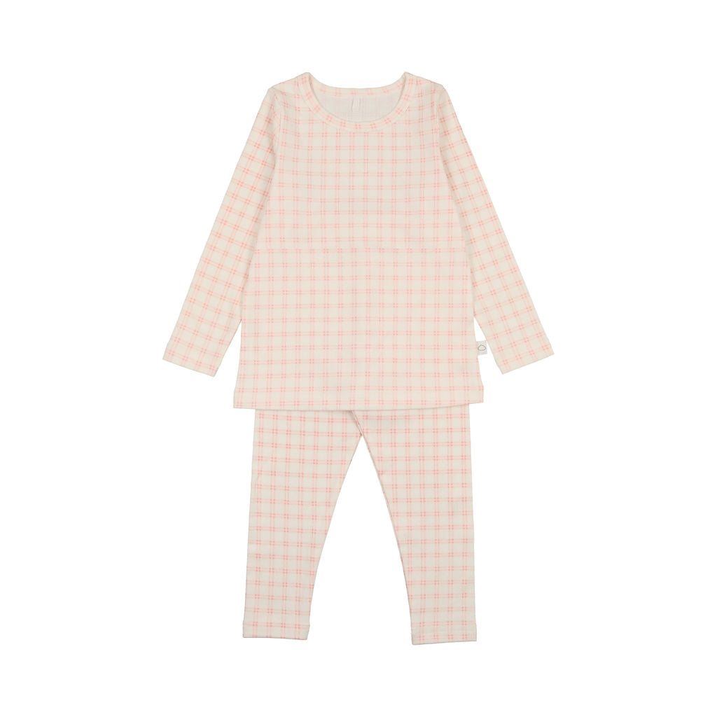 Cozy Grid Print Pink Pajamas for Women - Soft & Breathable Sleepwear by Pouf - Perfect for Lounging, Sleeping & Relaxing at Home