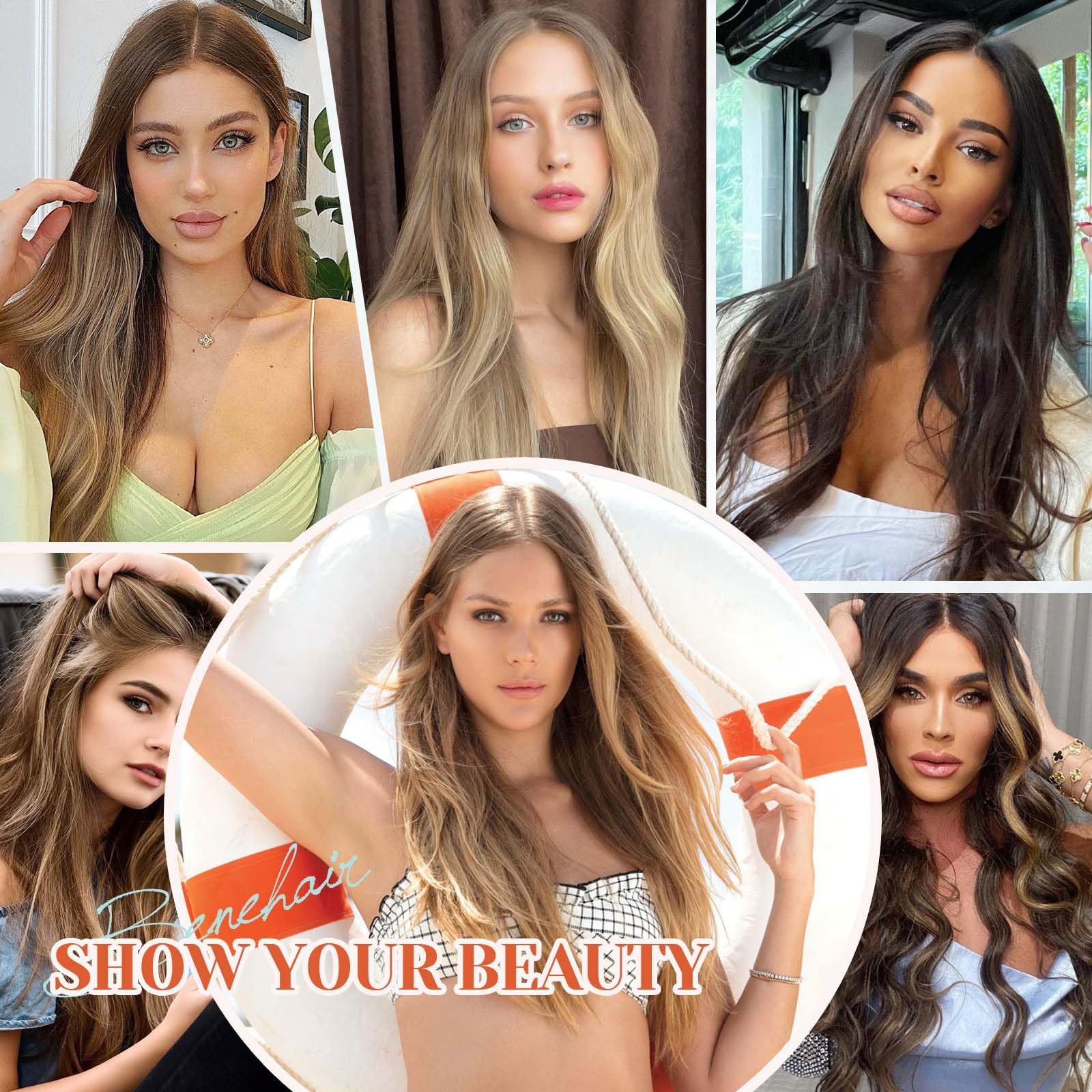 Benehair 100% Real Human Hair Halo Extensions - 18 Inch Dark Blonde Wavy & Curly Hair Extensions (65g) | Natural Look for Weddings, Parties & Everyday Styling