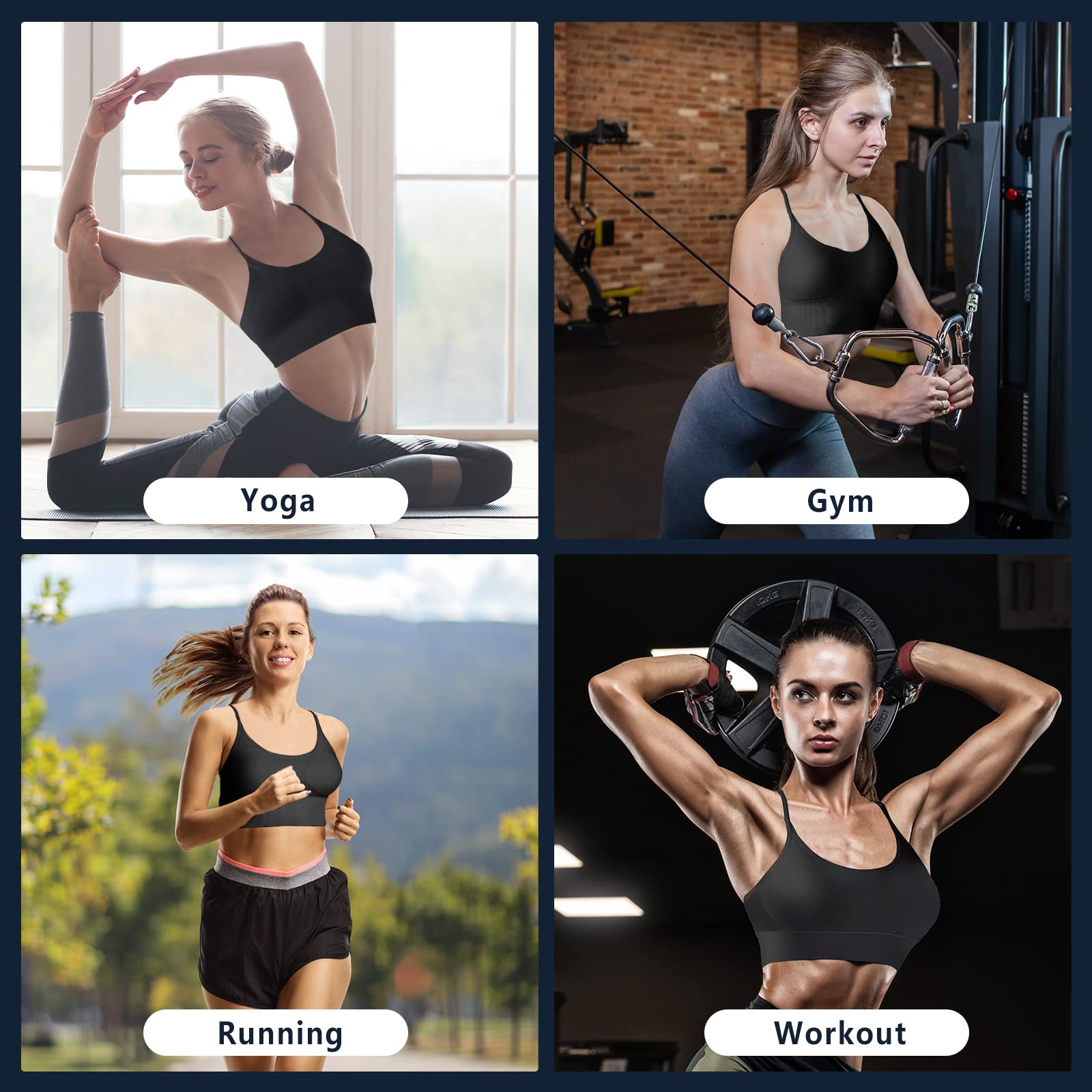 High Support Medium Impact Strappy Padded Sports Bra for Women - Breathable Workout Top for Running, Yoga & Gym
