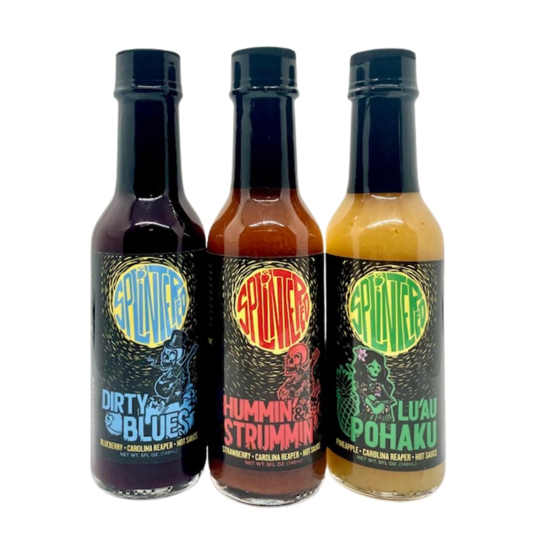 Carolina Reaper Hot Sauce Trio - Blueberry, Strawberry & Pineapple Flavors | Gourmet Spicy Sauce Variety Pack for Dipping, Dressing & Cooking | Perfect for BBQ, Tacos, Wings & Food Gifts