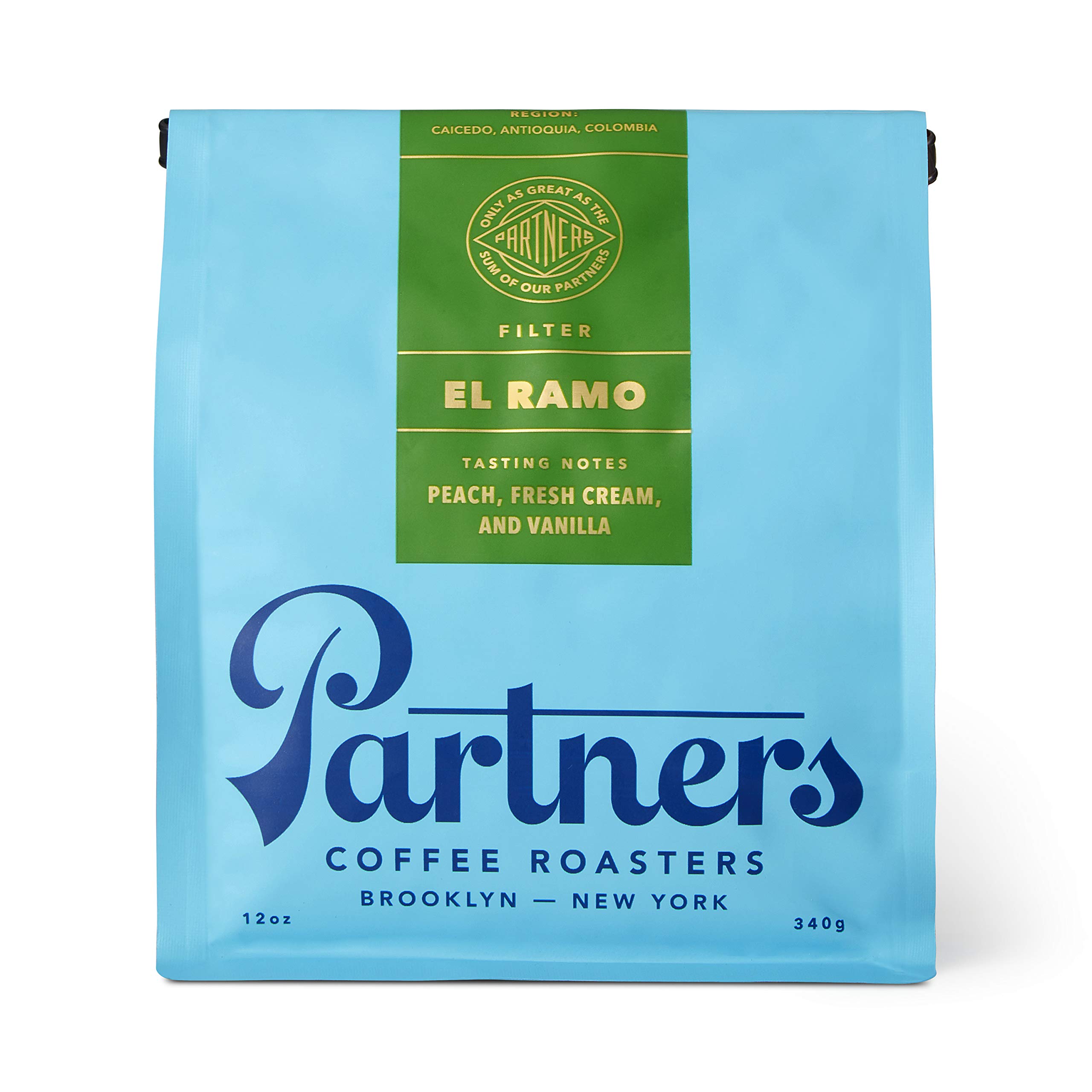 Partners Coffee, Colombia - El Ramo, Premium Whole Bean Coffee, 12 Ounce (340g) - Medium-Light Roast - Specialty Single Origin Arabica Beans for Pour Over, French Press & Espresso - Perfect for Home Brewing & Gifts