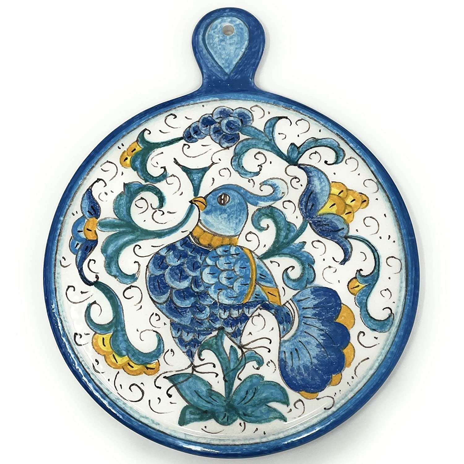 Italian Ceramic Trivet Hand Painted in Tuscany - CERAMICHE PARRINI Artisan Kitchenware Collection - Birds Design Pottery Tile Made in Italy - Perfect for Hot Dishes, Table Decor & Gift Giving