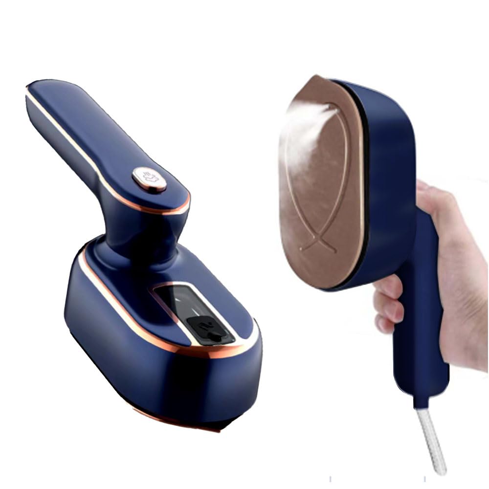 Portable Handheld Clothes Steamer - 980W Compact Travel Iron for Dry & Wet Ironing, 180° Foldable Mini Steamer for Home, College & Business Travel - Perfect for Wrinkles Removal on Shirts, Dresses & Suits (Dark Blue)