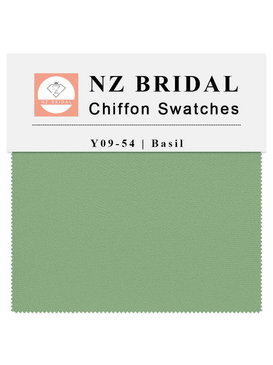 Premium Basil Green Chiffon Fabric Swatch Samples - Soft & Lightweight Material for Dresses, Scarves & DIY Crafts