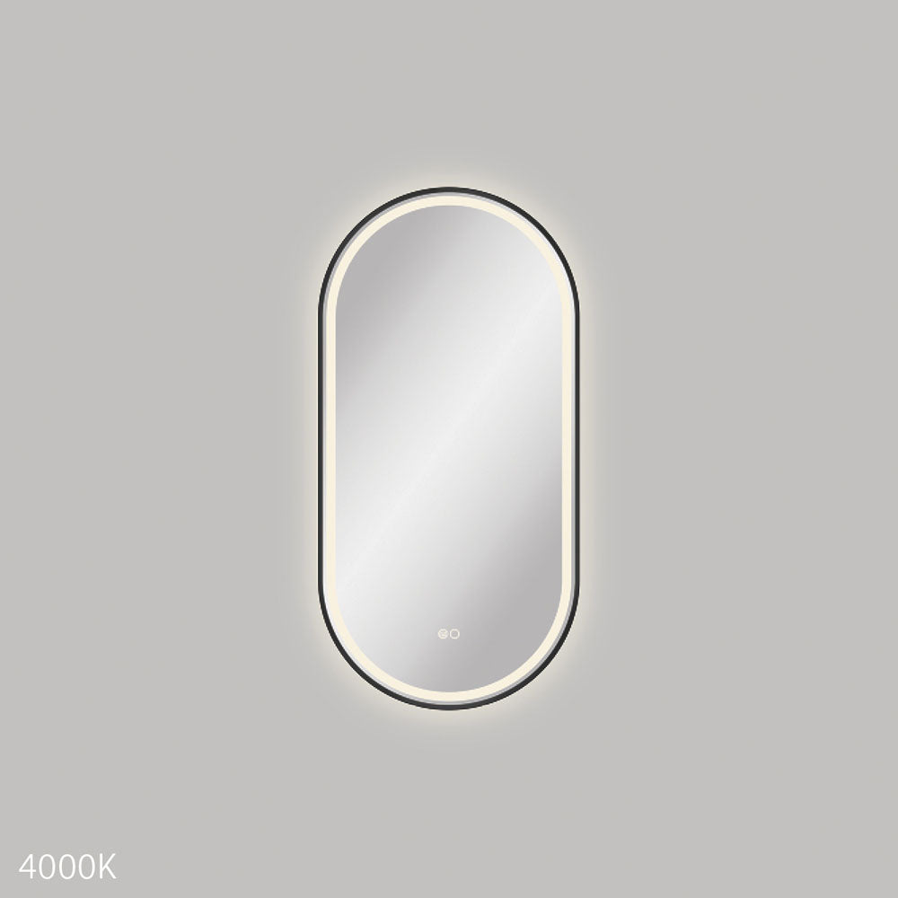 Fienza LED4590FPB Empire LED Matte Black Framed Bathroom Mirror 450 x 900mm - Modern Vanity Mirror with LED Lighting for Home & Hotel Decor