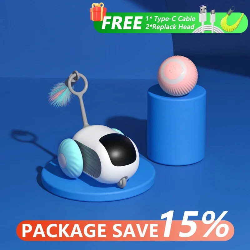 Automatic Rolling Smart Cat Toy Car with Remote Control - Interactive Pet Toy for Indoor Play, Exercise & Entertainment - Perfect for Kittens & Adult Cats