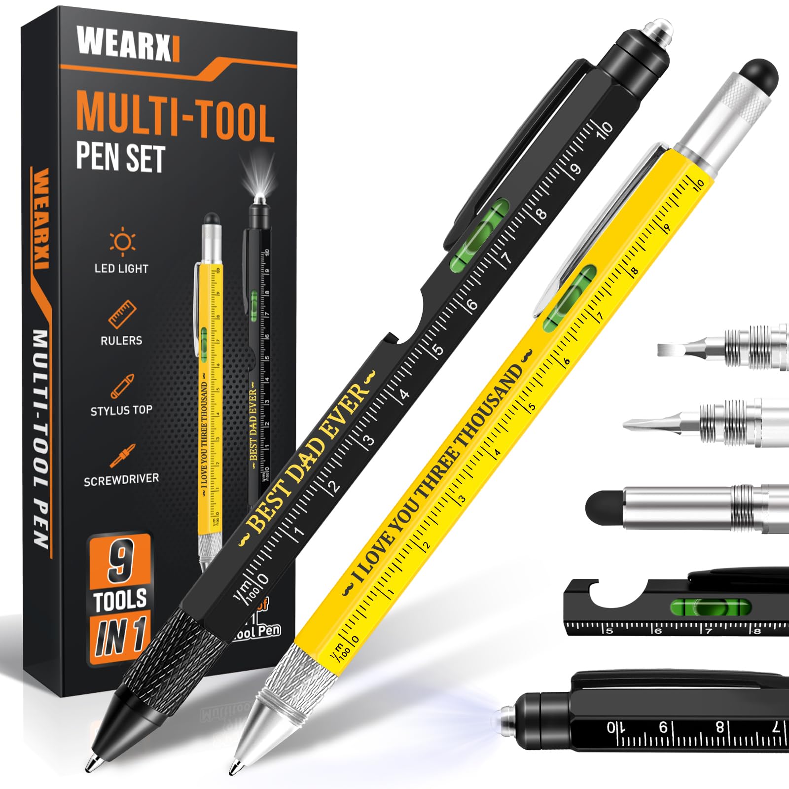 WEARXI 9-in-1 Multitool Pen - Perfect Father's Day Gift for Dad, Husband & Grandpa - Practical Birthday Gift for Men - Great for Office, Camping & Everyday Carry (Special Edition)