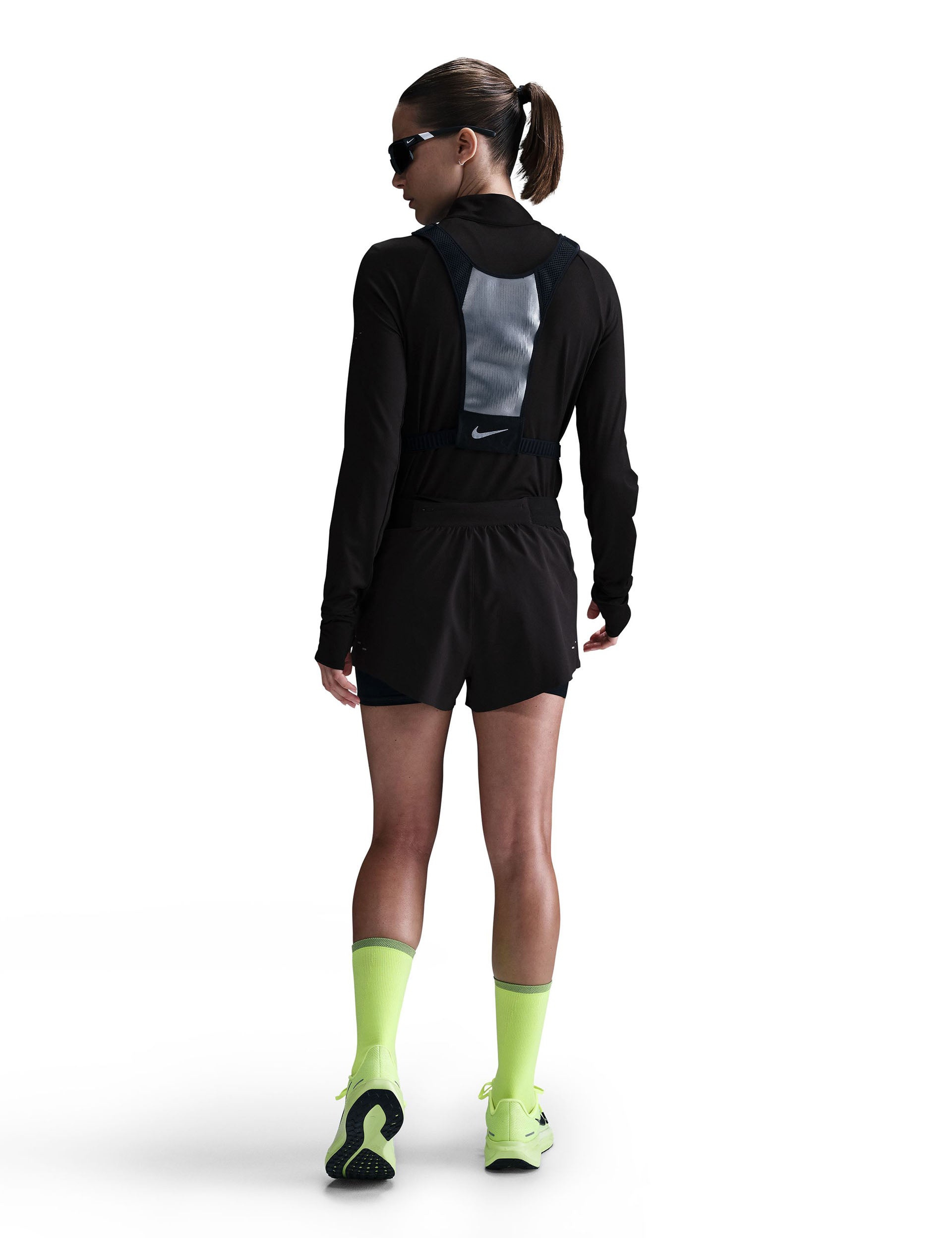 Swift Dri-FIT Mid Rise 2-in-1 Running Shorts for Women - Black/Reflective Silver | Moisture-Wicking Athletic Shorts for Running, Gym & Outdoor Workouts