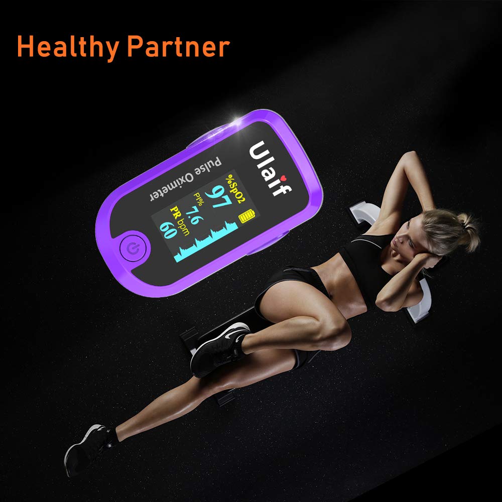 Pulse Oximeter with OLED Display - Fingertip Blood Oxygen Saturation Monitor (SpO2) - Includes Carrying Case, Batteries & Lanyard - Perfect for Home Use, Travel, and Health Monitoring