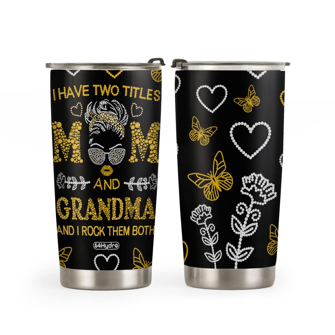 64HYDRO 20oz Yellow Vacuum Insulated Tumbler with Lid - Inspirational Birthday Gift for Women, Mom, Grandma - Double Wall Travel Coffee Mug for Office, Hiking & Daily Use