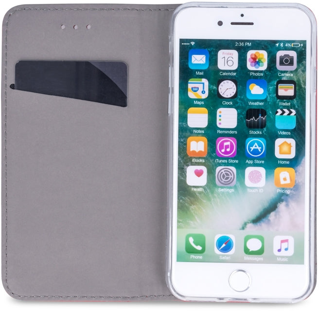 Apple iPhone 7 Wallet Case - Slim Leather Credit Card Holder & Phone Cover with RFID Protection - Perfect for Everyday Use, Travel & Business (Red)
