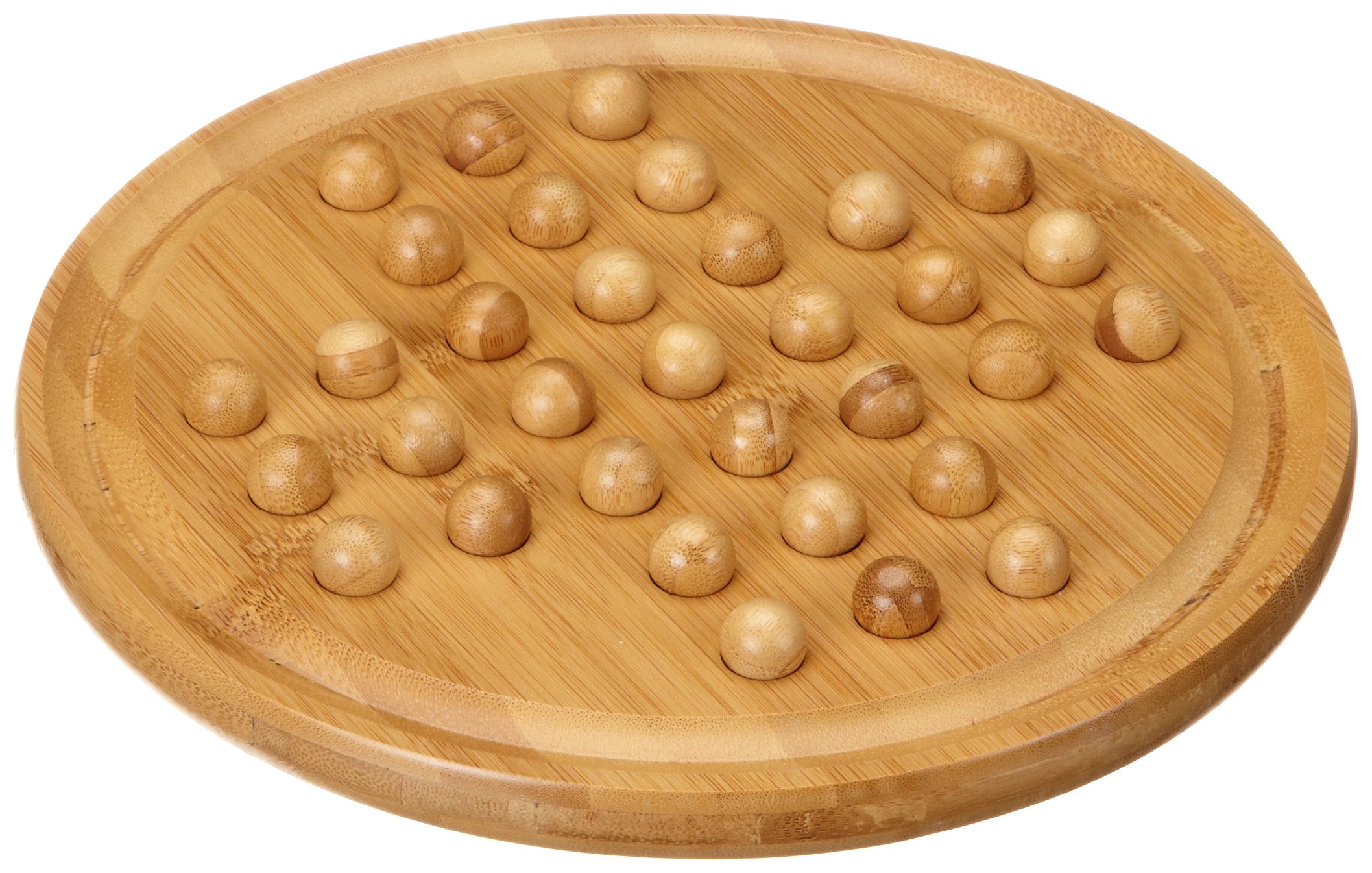 Premium Philos Large Bamboo Solitaire Board Game with 32 Wooden Marbles - Classic Strategy Game for Adults & Family Game Night, Perfect for Relaxation and Brain Training