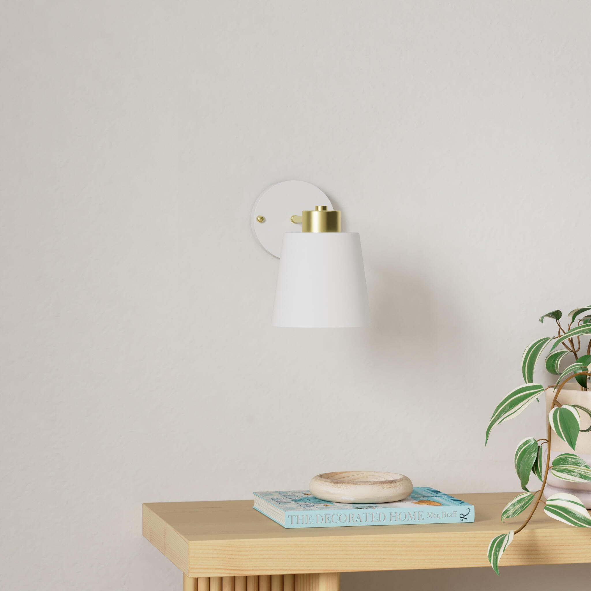 Yollzey Plug-in Wall Sconces - 2 Pack Adjustable Vintage Industrial Wall Lights with Rotatable Angle & White Finish | Perfect for Bedroom, Living Room, Hallway & Office Reading Lighting