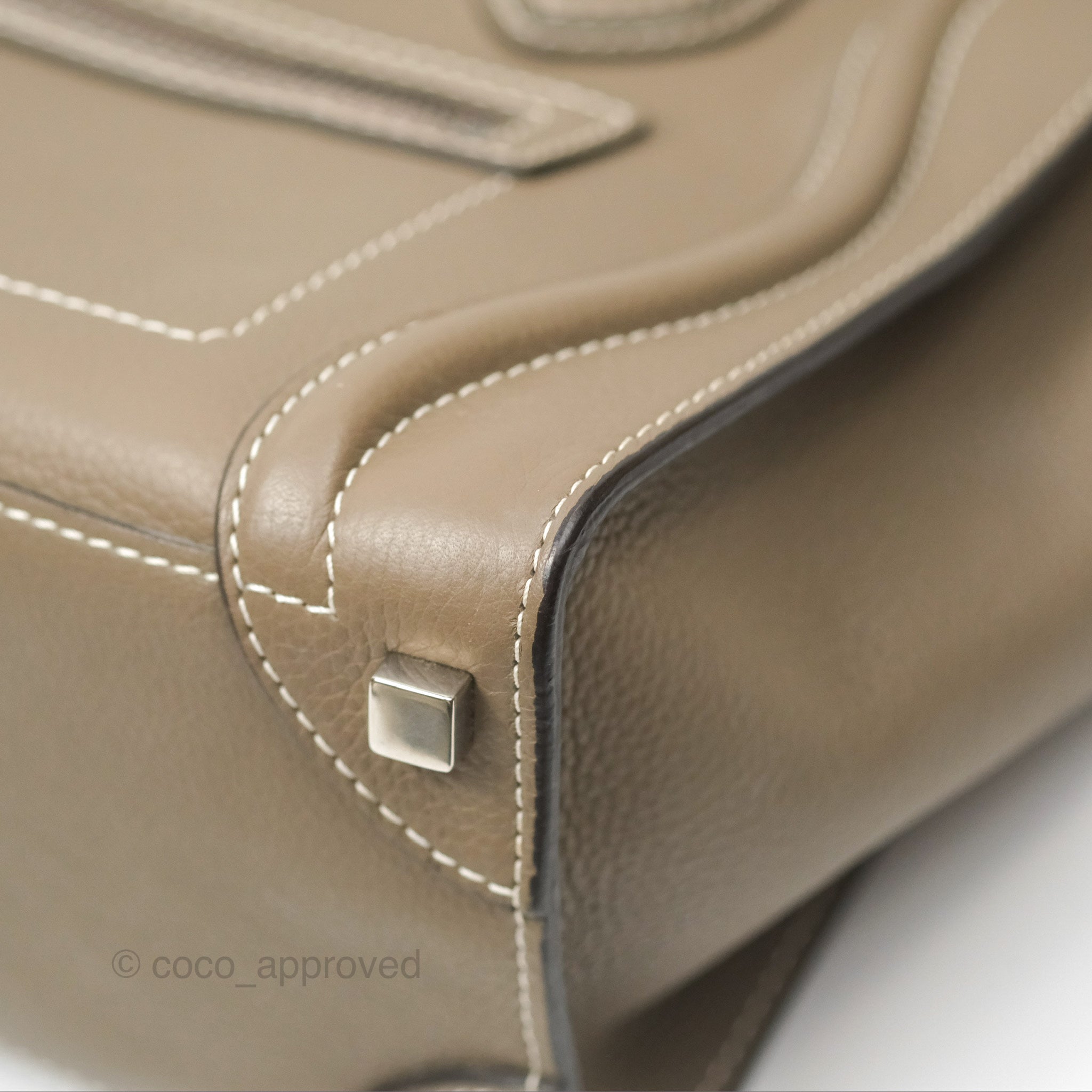 Celine Micro Luggage Bag in Souris Drummed Calfskin Leather - Stylish Crossbody Handbag for Women, Perfect for Work, Travel & Everyday Use