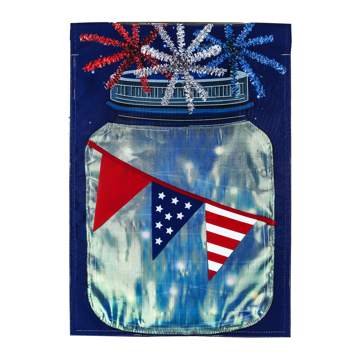 Evergreen Patriotic Solar LED String Lights for Mason Jars - Outdoor Garden Decor with American Flag Design | Perfect for Patio, Yard, and 4th of July Celebrations