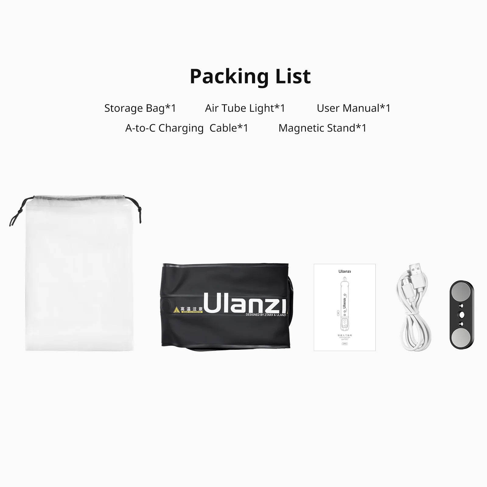 Ulanzi UA12/UA20 Portable LED Air Tube Light - Rechargeable Photography Lighting for YouTube, Vlogging, and Outdoor Shooting