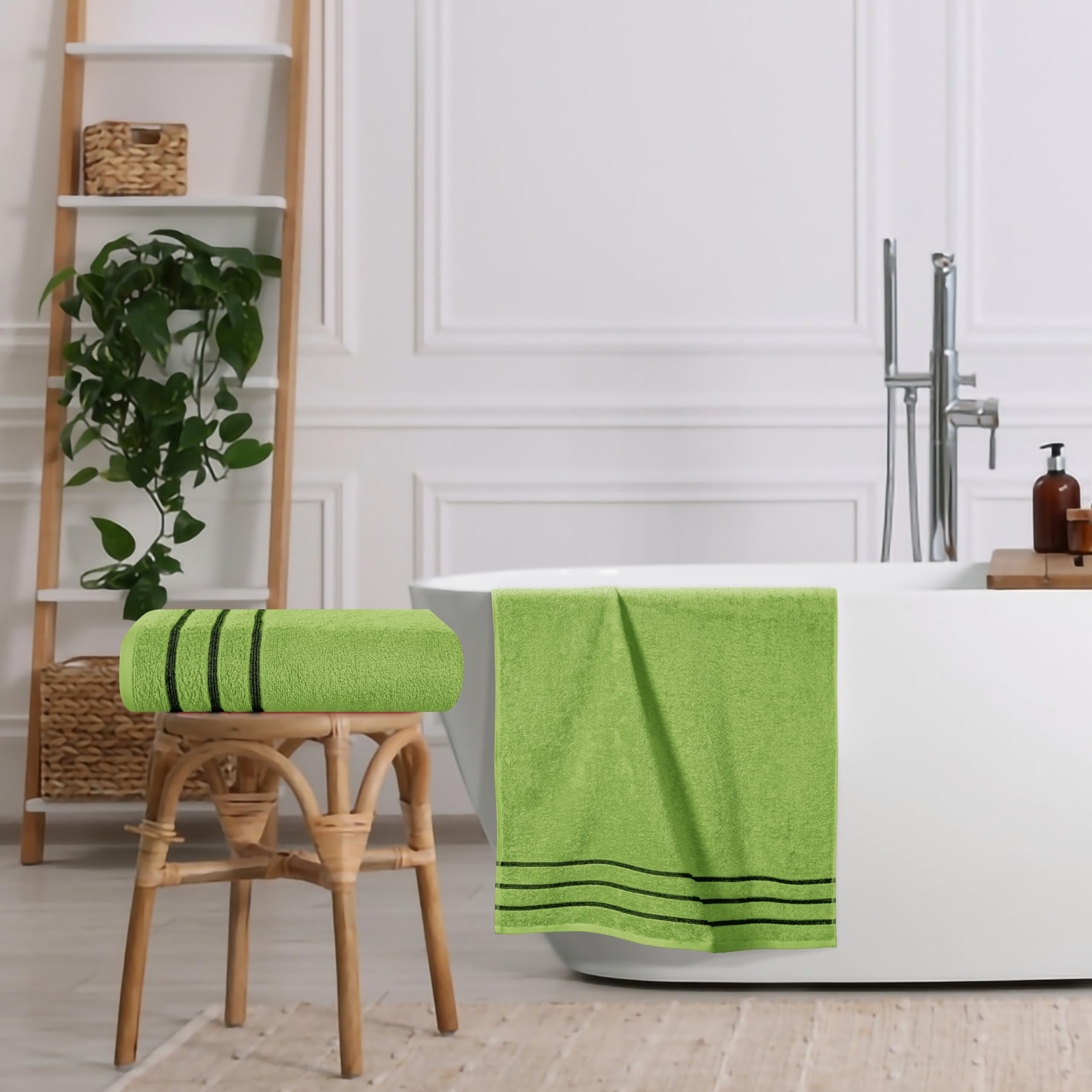 Premium 2-Pack Cotton Oversized Bath Towels 28x55 Inches - Ultra Absorbent, Quick-Dry & Lightweight Large Bath Towel Set for Gym, Travel, Camping, Pool & Spa - Kiwi Green (71622) - Perfect for Beach, Yoga & Home Use