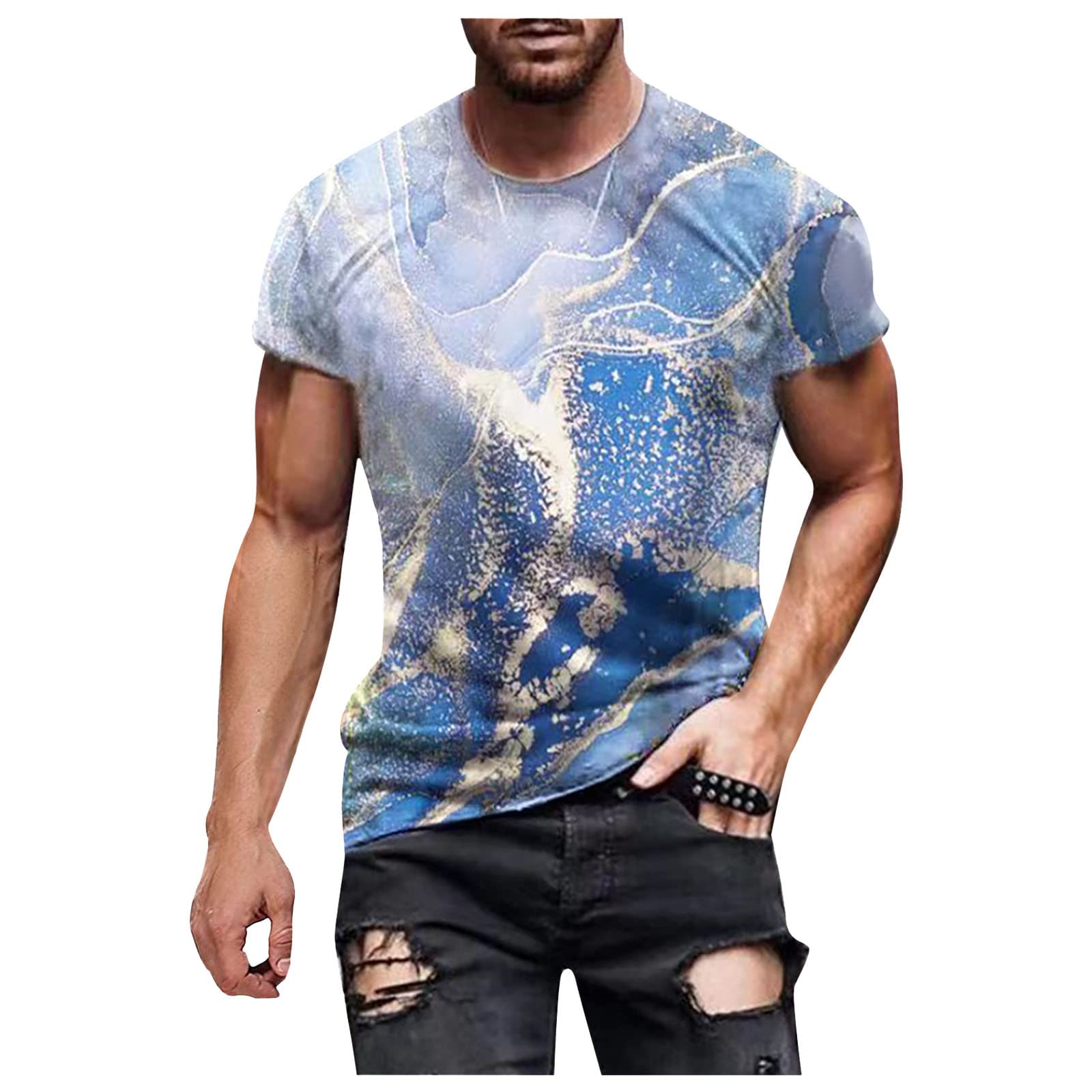 Men's Skull Print Muscle Fit Short Sleeve T-Shirt - Streetwear Fashion Workout Top with Personality Texture | Gym, Casual Wear & Street Style