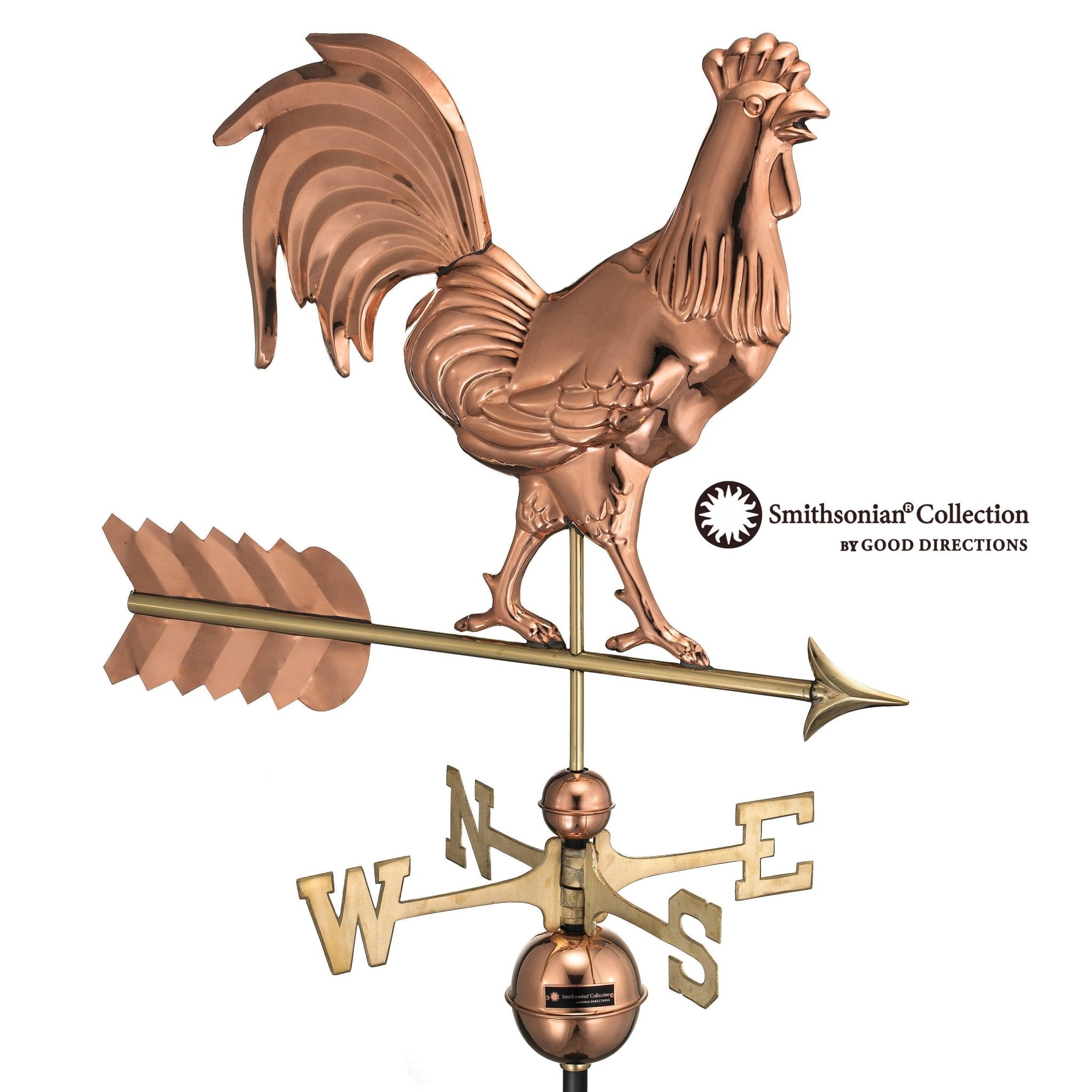 Smithsonian Rooster Weathervane - Decorative Copper Rooster Weather Vane for Garden, Barn, or Roof - Vintage Farmhouse Outdoor Decor for Home & Yard