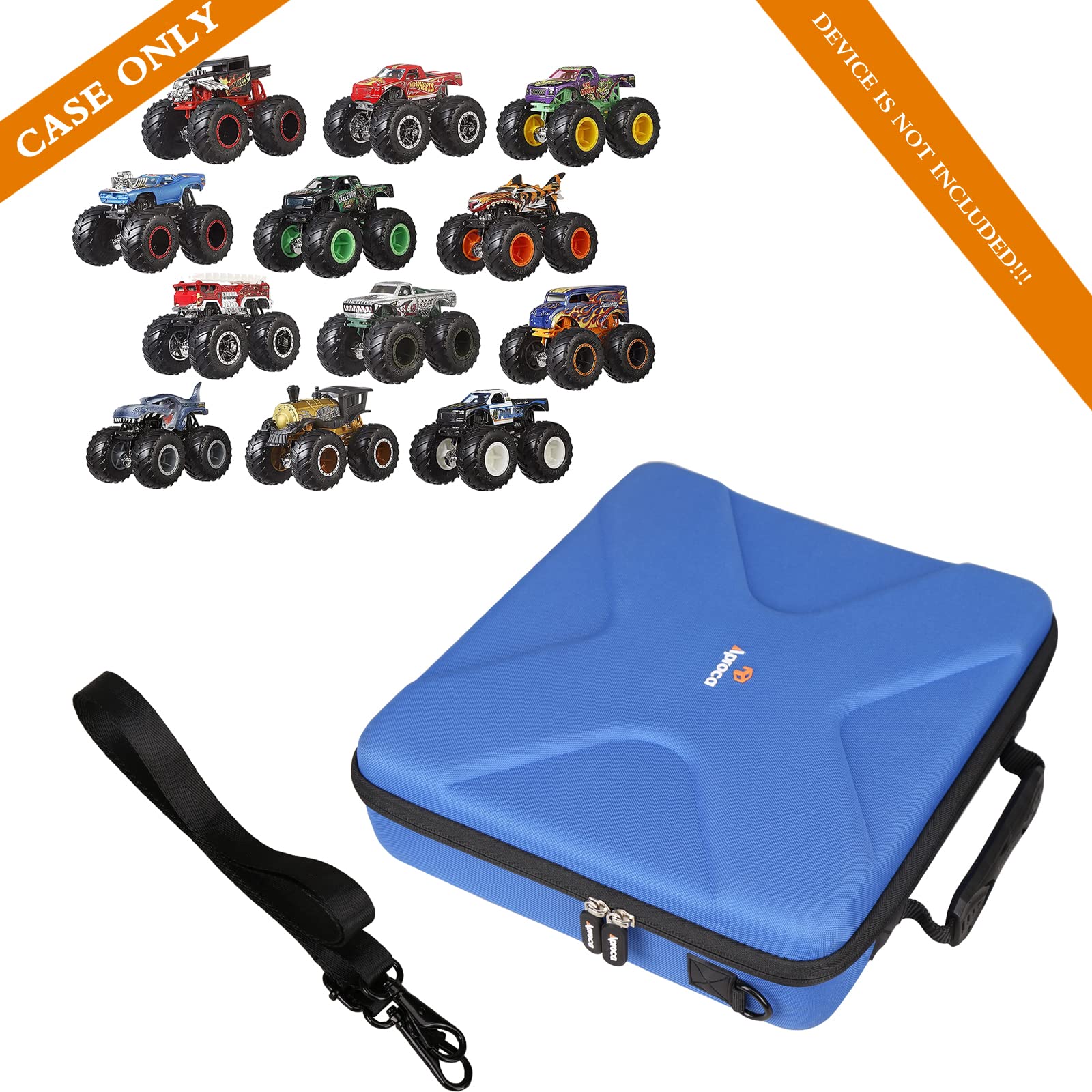 Aproca Hard Storage Travel Case for Hot Wheels Monster Trucks 1:64 Scale Die-Cast Ultimate Chaos 12 Pack Toy Vehicles - Durable Protective Organizer for Kids Toys, Car Collectibles & Travel Storage