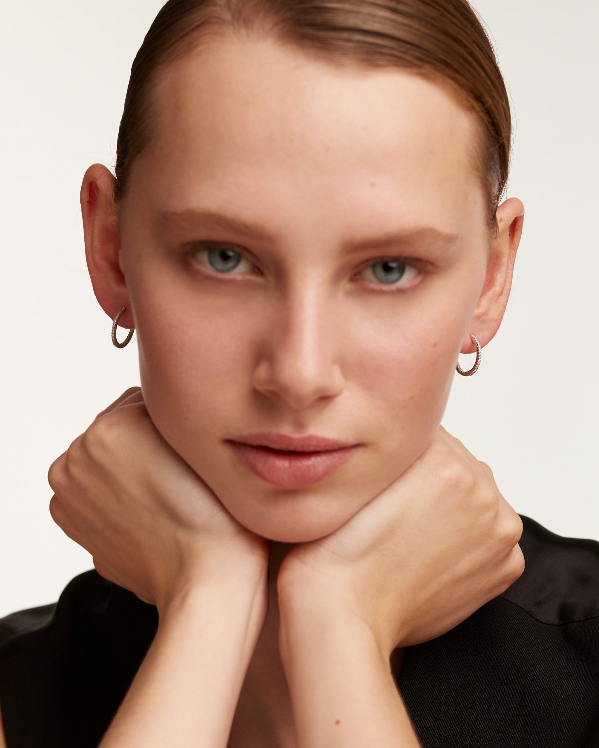 GRID White Medium Hoops Silver - Stylish Sterling Silver Hoop Earrings for Women, Perfect for Everyday Wear, Parties & Gifts