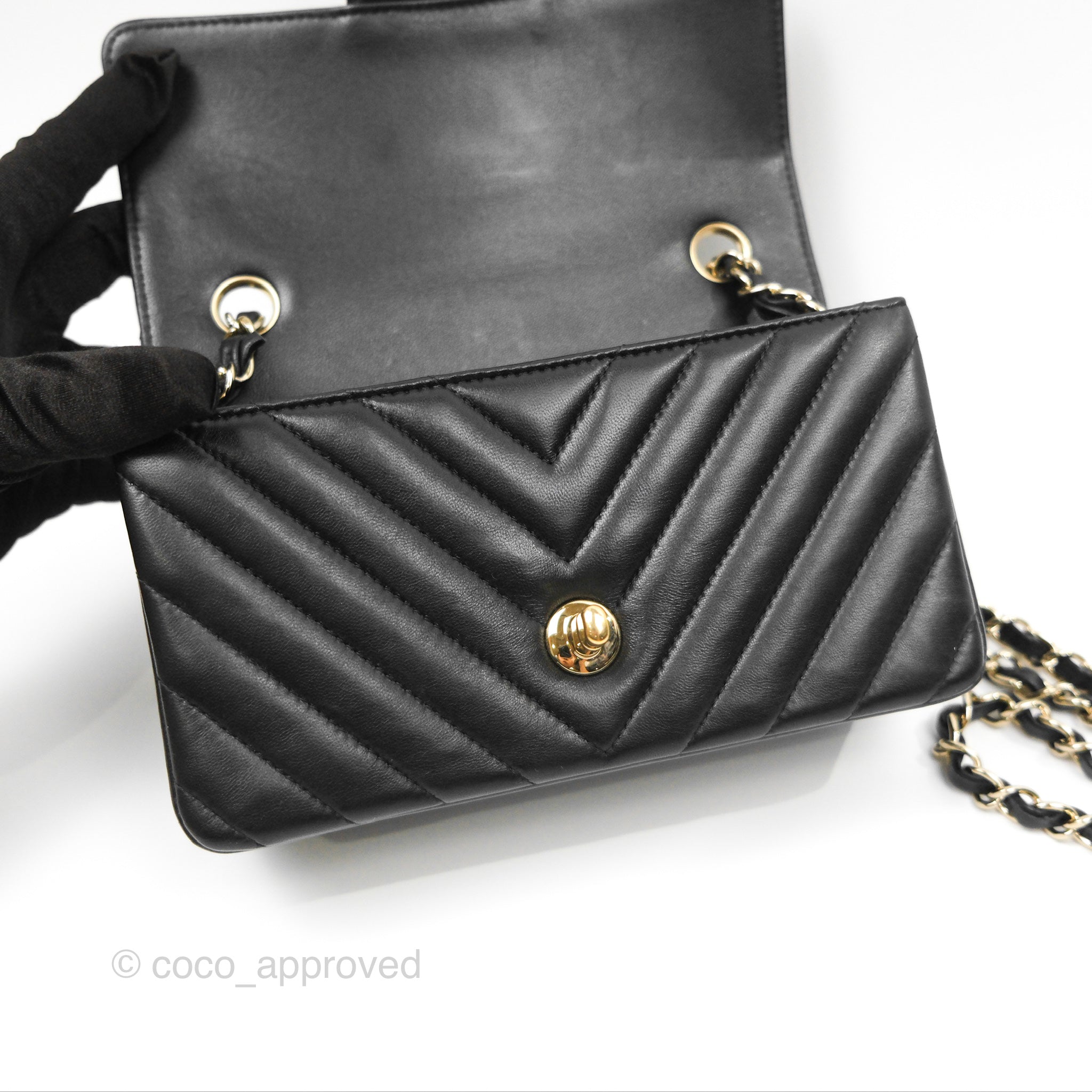Chanel Chevron Mini Rectangular Flap Bag in Black Lambskin Leather with Gold Hardware - Luxury Crossbody Purse for Women, Perfect for Evening Events & Date Nights