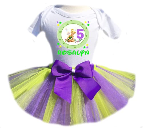 Tinkerbell Green Stars Birthday Tutu Outfit Set for Girls - Perfect for Birthday Parties, Dress-Up & Photo Shoots