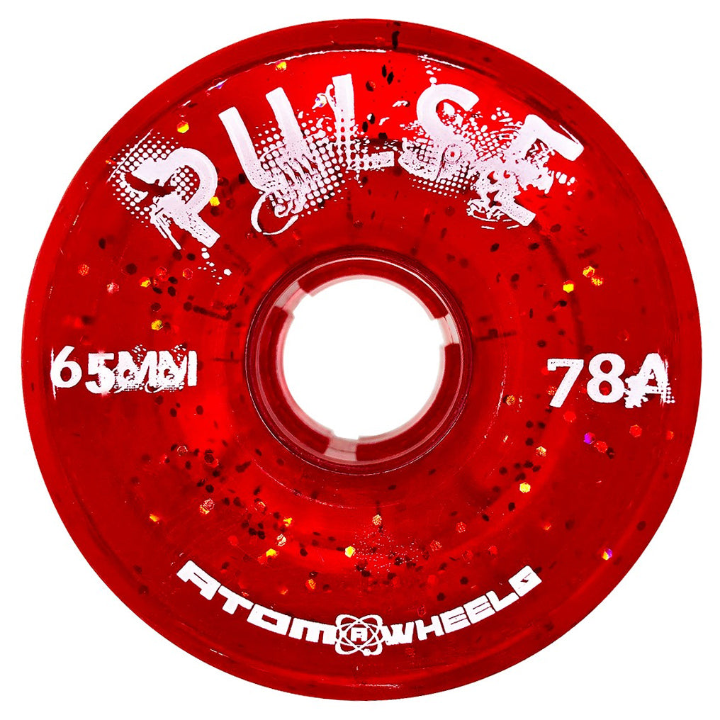 Atom Pulse 65mm Glitter Quad Wheels - 4 Pack Set for Roller Skates, Skateboards & Inline Skates - High Performance Outdoor & Indoor Wheels for Smooth Ride