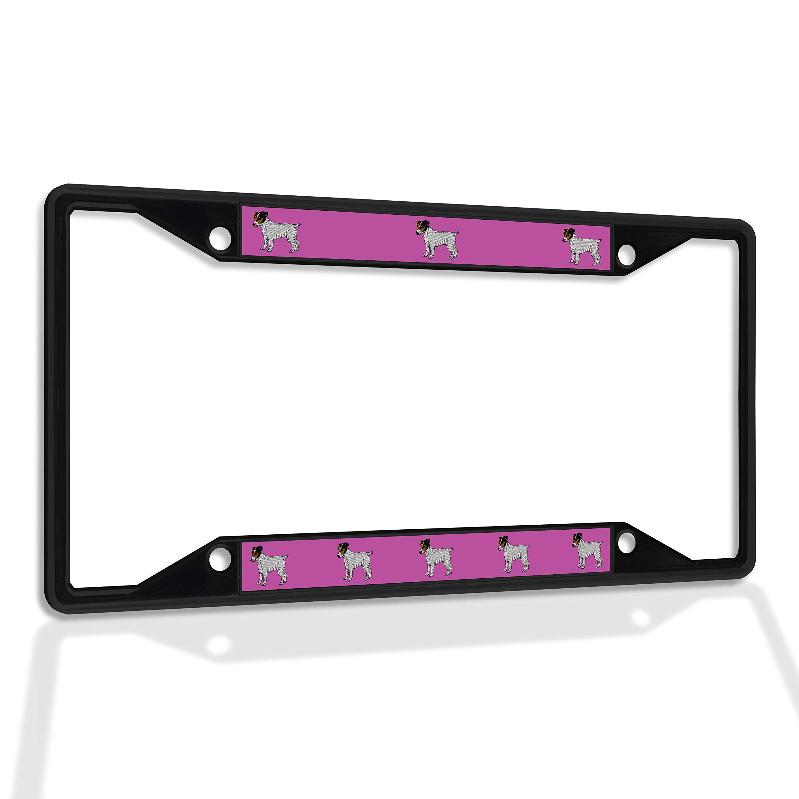 Jack Russell Terrier Dog License Plate Frame - Durable Metal Insert, Weatherproof Car Accessory with 4 Holes (Black) - Perfect for Pet Lovers & Car Enthusiasts