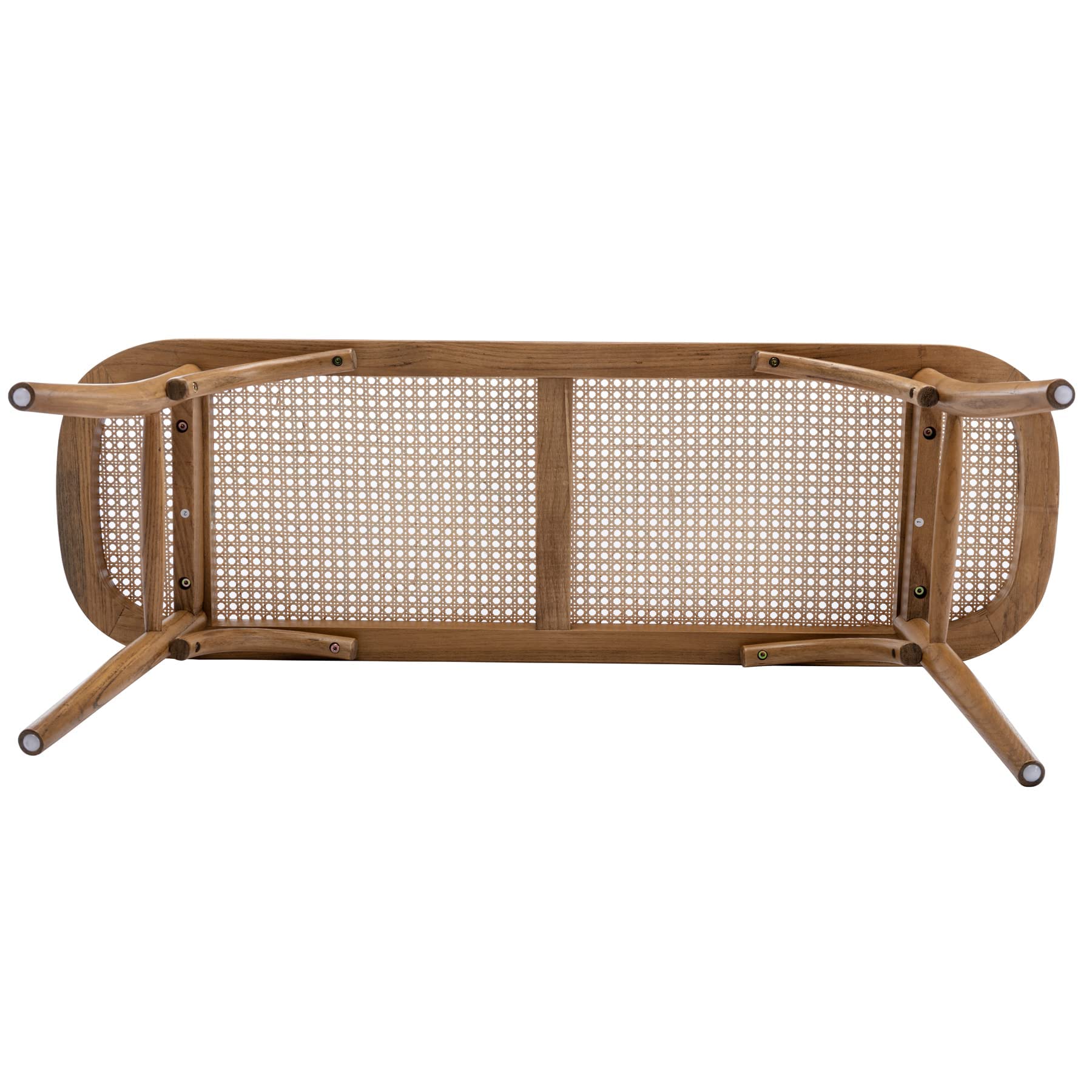 Farmhouse Wood Dining Bench with Rattan Seat - Rustic Boho Accent Bench for Entryway, Bedroom, Kitchen & Small Spaces - Perfect for Window Nook, End of Bed & Farmhouse Decor
