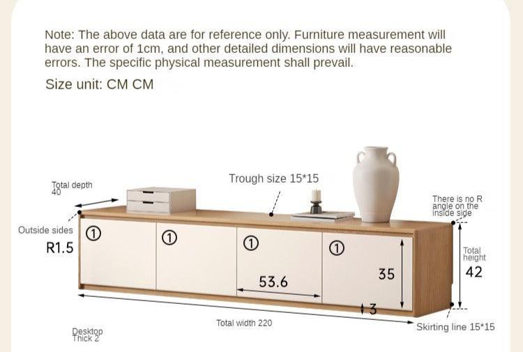 Solid Oak Wood Modern White Integrated Log Floor TV Stand - Stylish Storage for Living Room, Bedroom & Home Theater