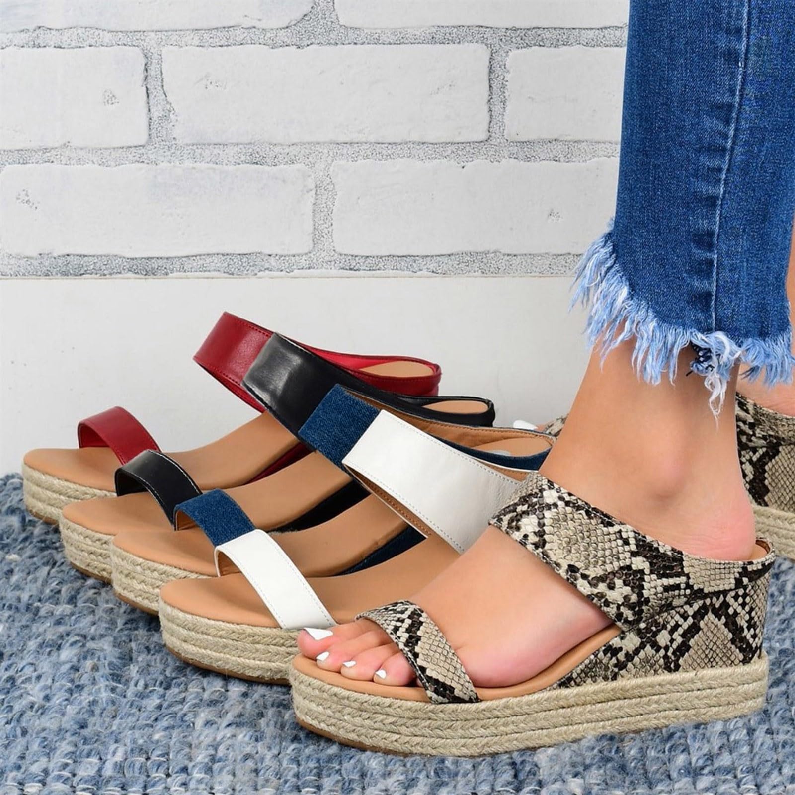 TUQIDEWU Women's Platform Sandals with Arch Support - Comfortable Wide Width Wedge Espadrilles for Summer | Perfect for Beach Vacations, Casual Outings & Warm Weather Fashion