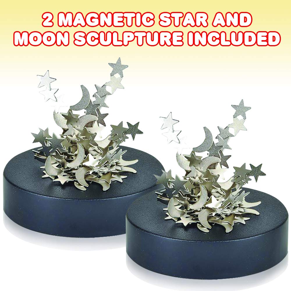 ArtCreativity Magnetic Moons & Stars Sculpture Set (2-Piece) - Stress Relief Fidget Toys for Adults & Kids, Fun Office Desk Decor, Educational STEM Toys - Perfect for Stocking Stuffers, Home Decor & Classroom Learning