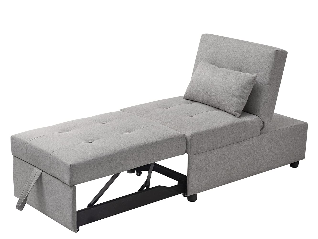 Kings Brand Multi-Function Ottoman Sofa Bed Sleeper - Convertible Chair with Storage, Light Grey - Perfect for Small Spaces, Living Room, Guest Room & Home Office