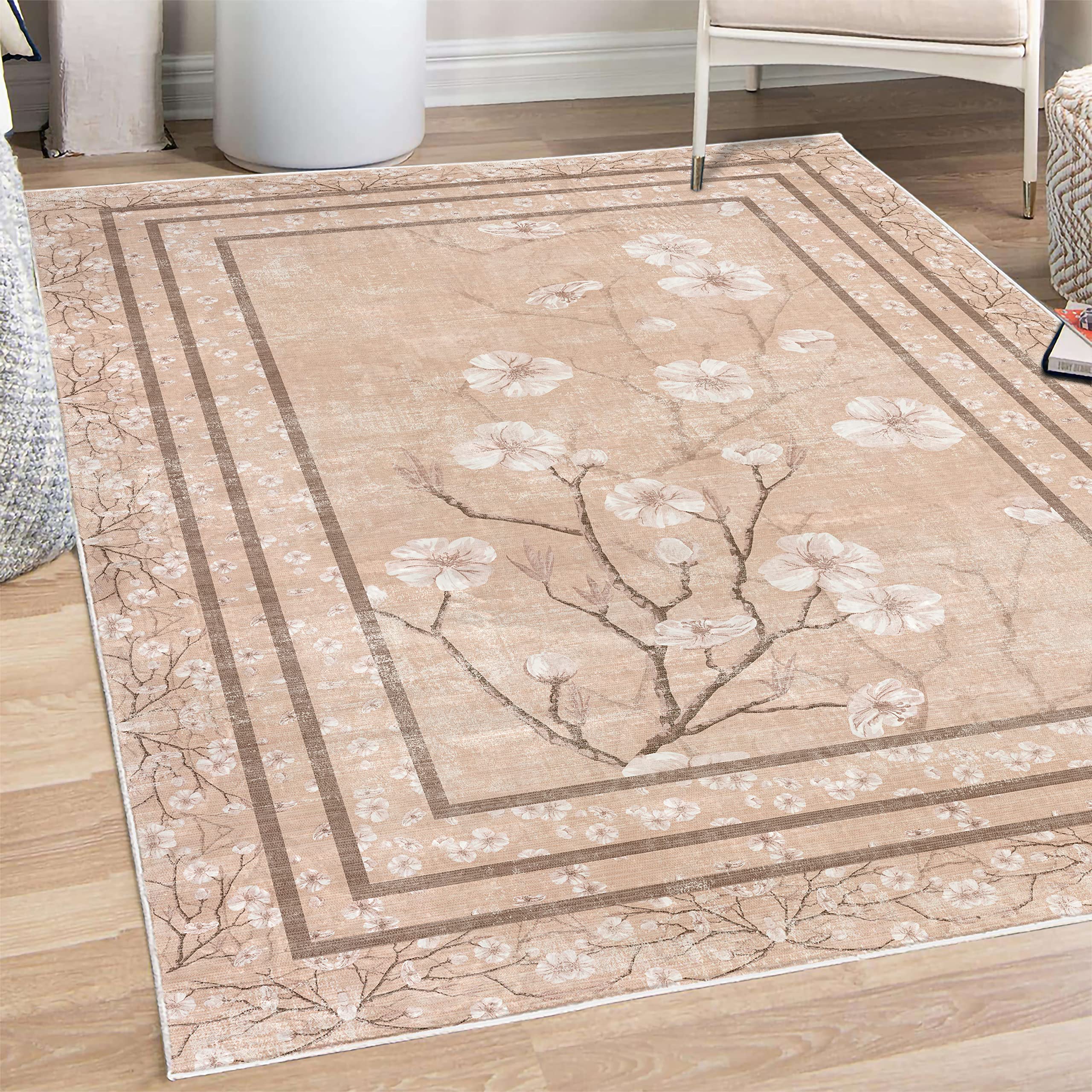 Ambesonne Floral Area Rug - 4'x5'5