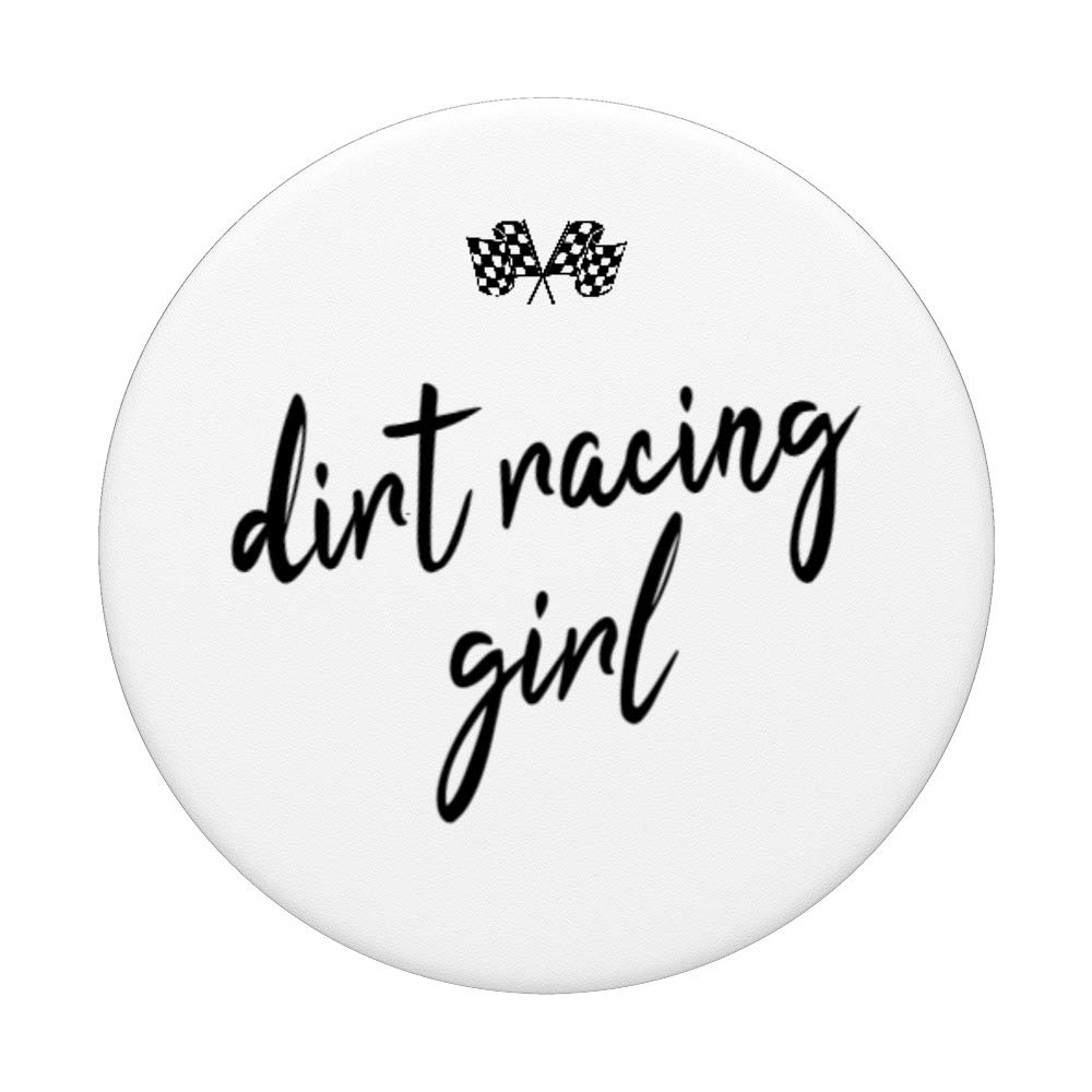 Checkered Flag Racing PopSockets Grip & Stand for iPhone, Samsung & Tablets - Dirt Track Racing Girl Design - Perfect for Motorsport Fans & Phone Accessories