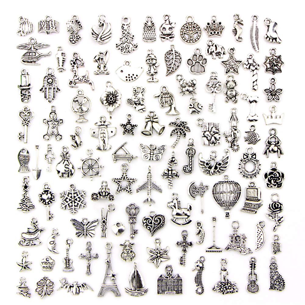 DIY Silver Alloy Pendants for Handmade Bracelet Making - Jewelry Charms & Beading Supplies for Crafting Unique Necklaces and Bracelets - Perfect for Gift Making and Personal Jewelry Design
