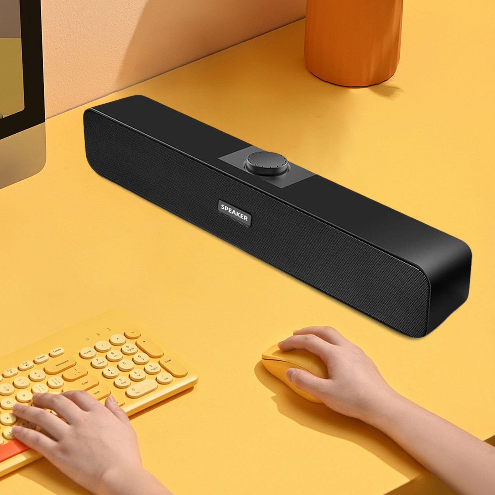 BaotyJie 6W Compact Black Soundbar Speaker with AUX Input - Perfect for Home, Gaming, Desktop Computer & Laptop | Enhance Your Audio Experience for Movies, Music & Video Calls