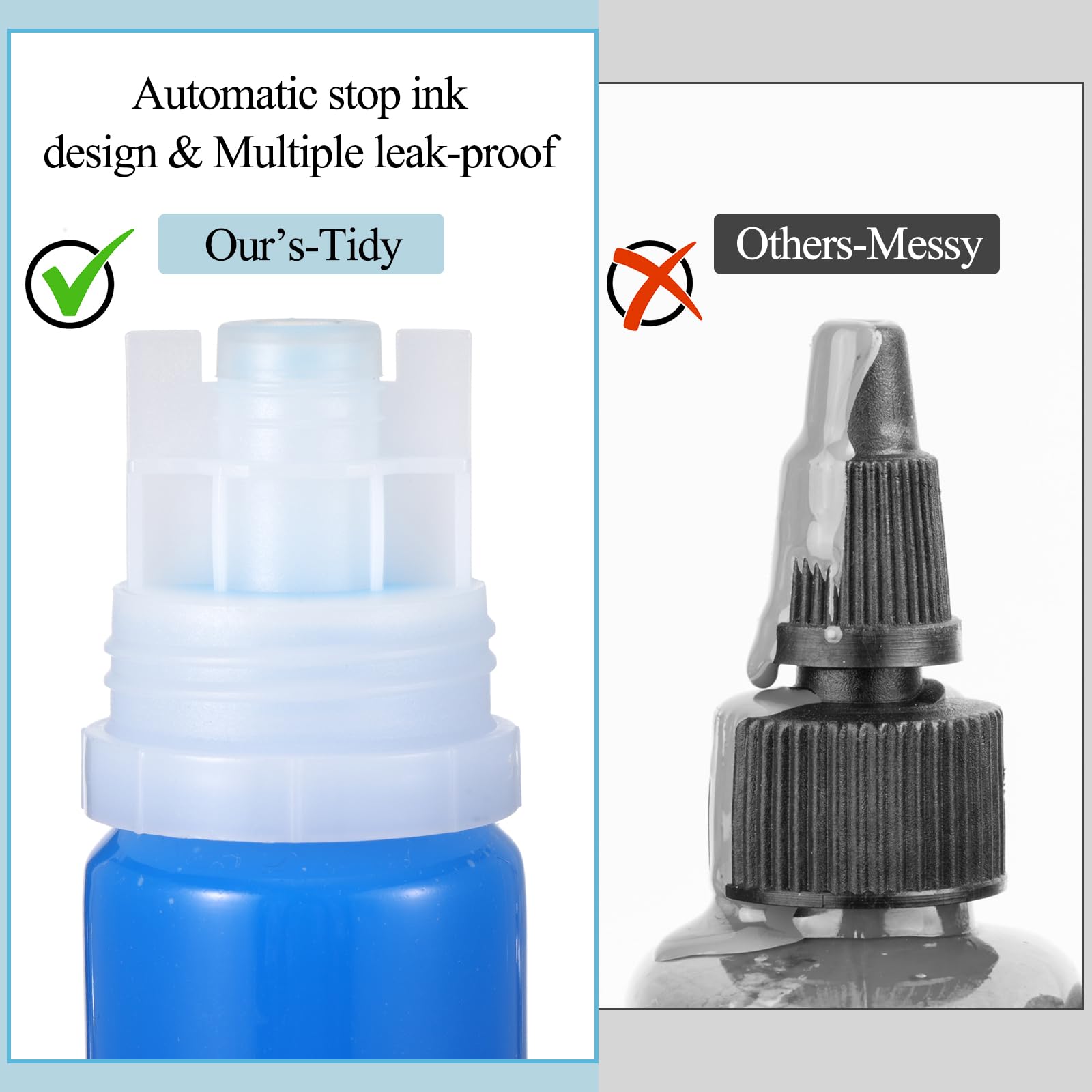 Zubebe 12-Pack 70ml Empty 502 Ink Refill Bottles - Universal Ink Refill Containers for Printer Cartridges - Perfect for Home, Office & School Printing Needs