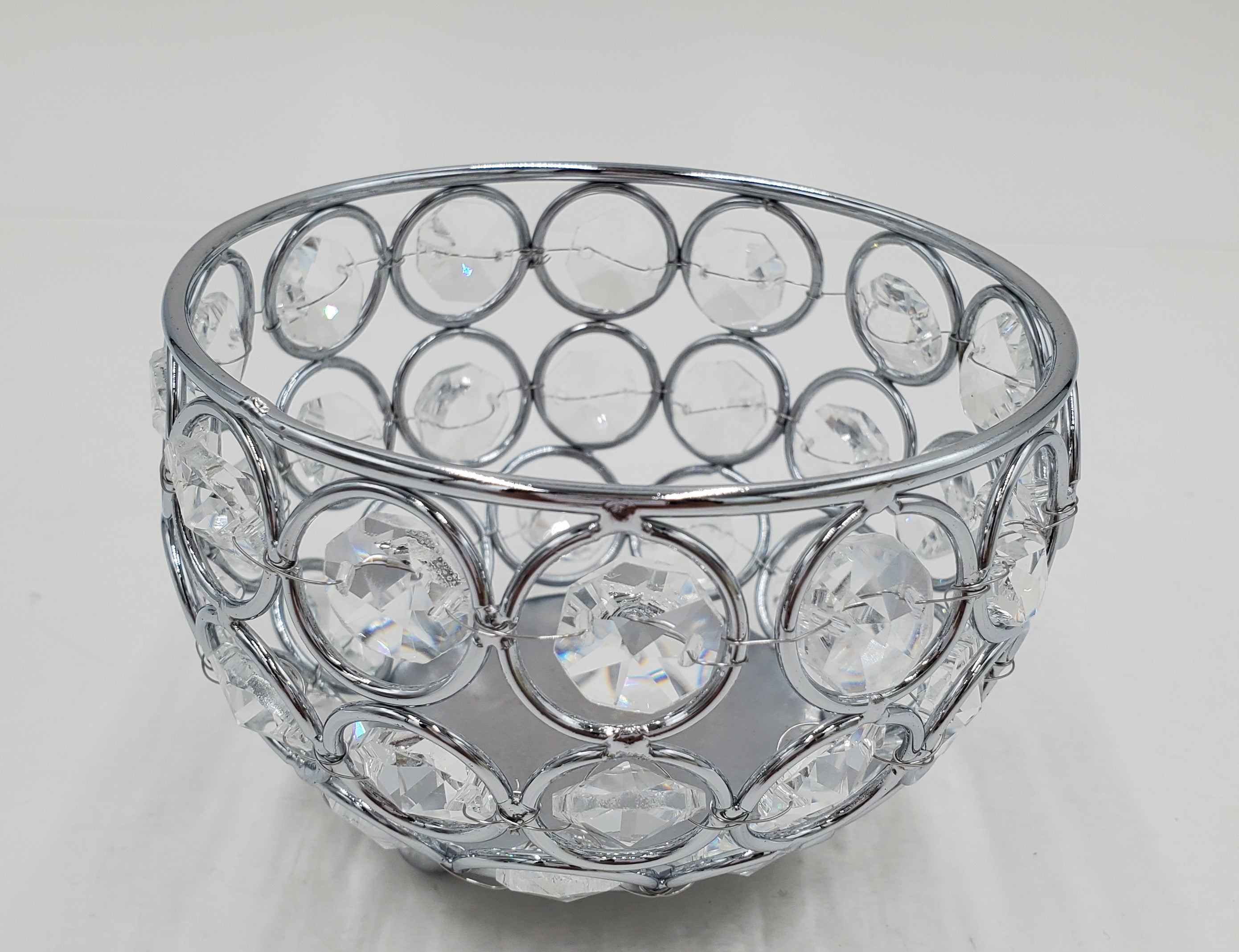 3.5x2.75 Inch Glass Candle Holder with Decorative Stones - Elegant Home Decor for Wedding Centerpieces, Table Settings & Romantic Ambiance